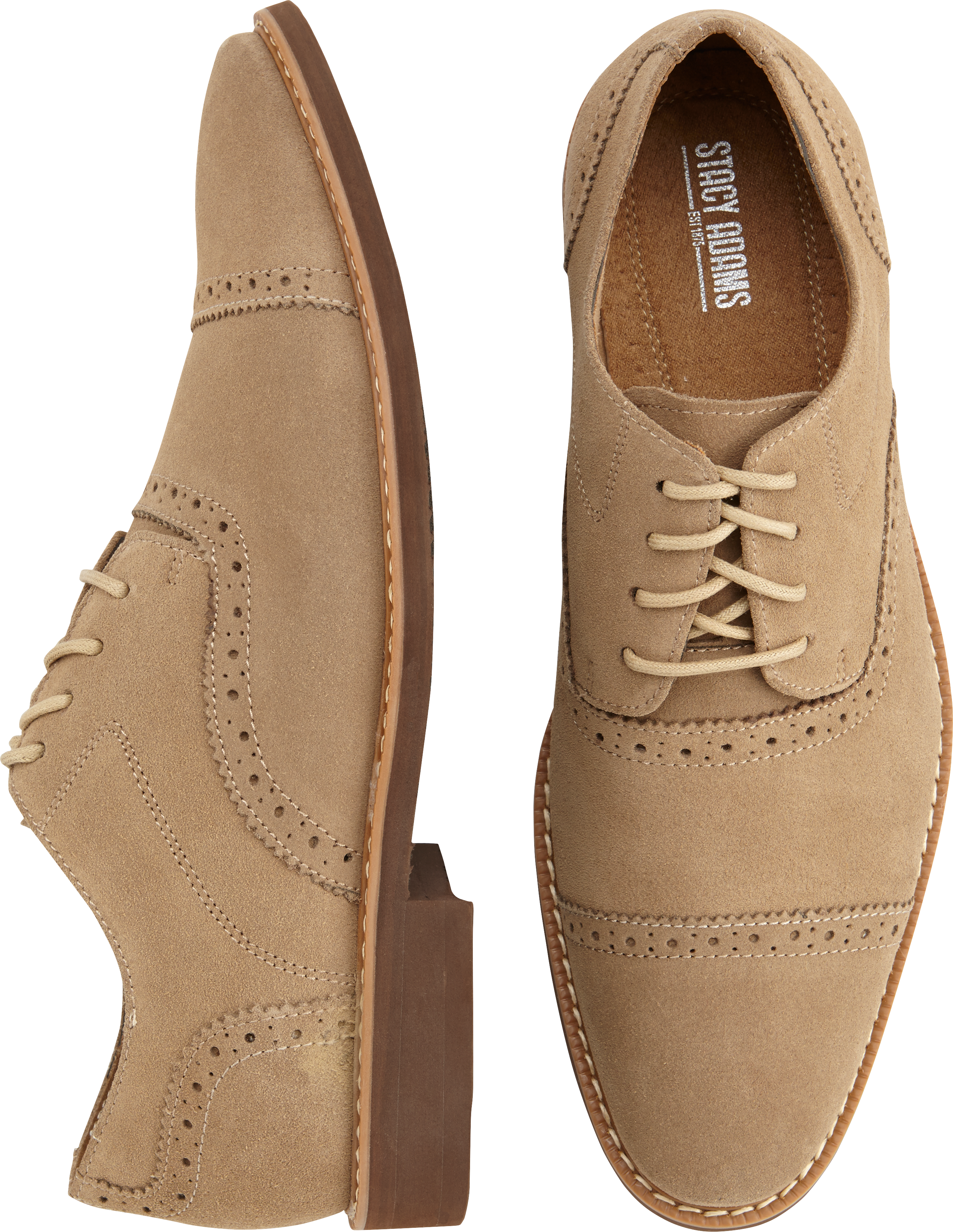 Stacy Adams Seaver Tan Suede Lace-Up Wingtips - Men's Shoes | Men's ...