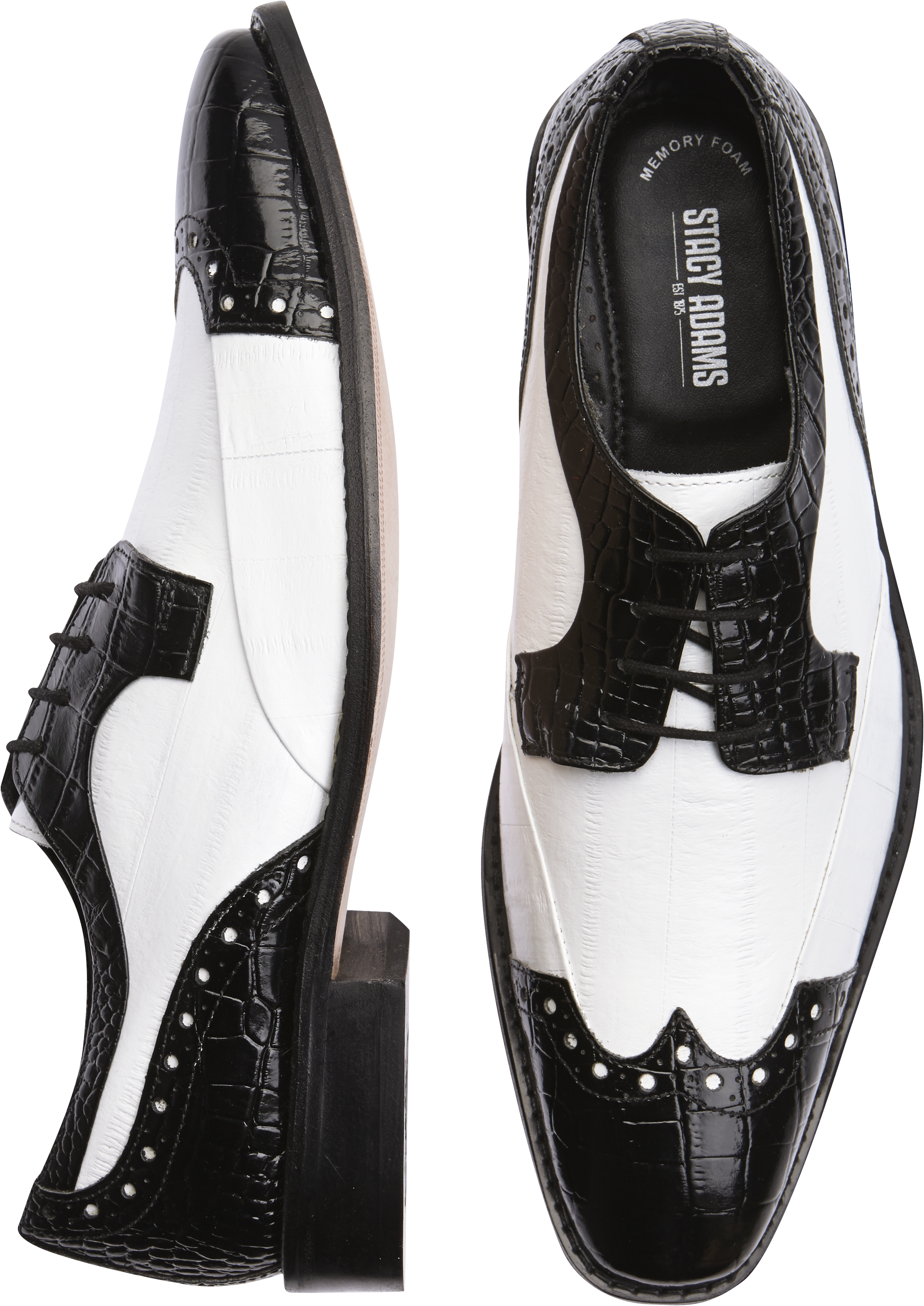 stacy adams black and white wingtip shoes
