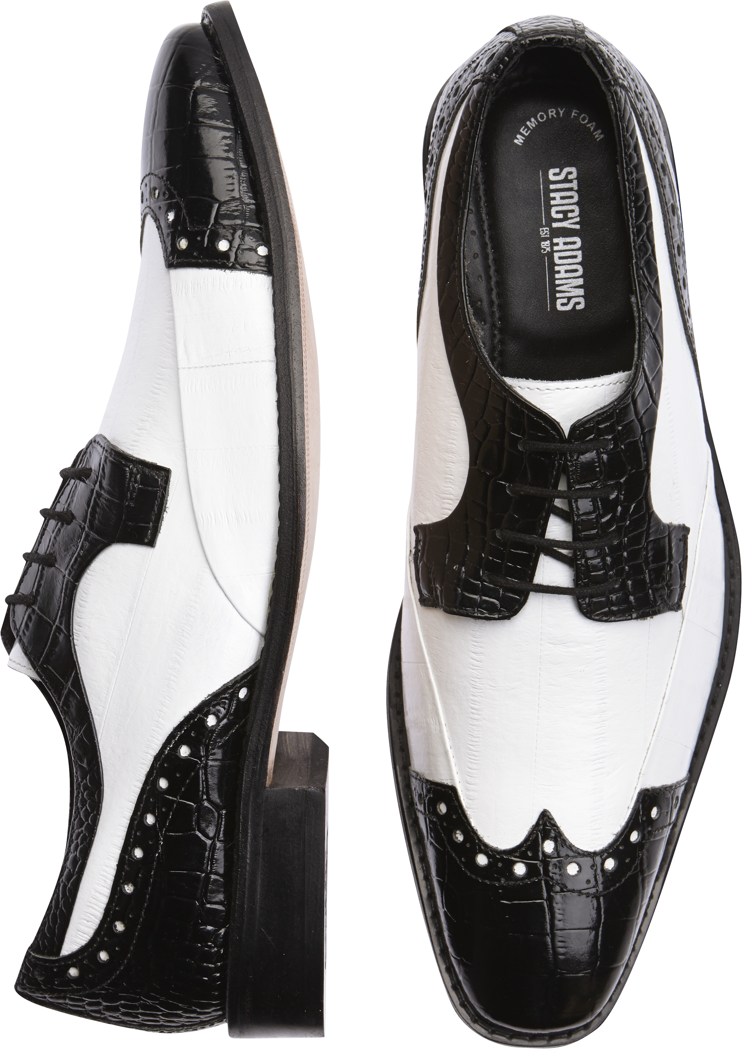 stacy adams black and white wingtips