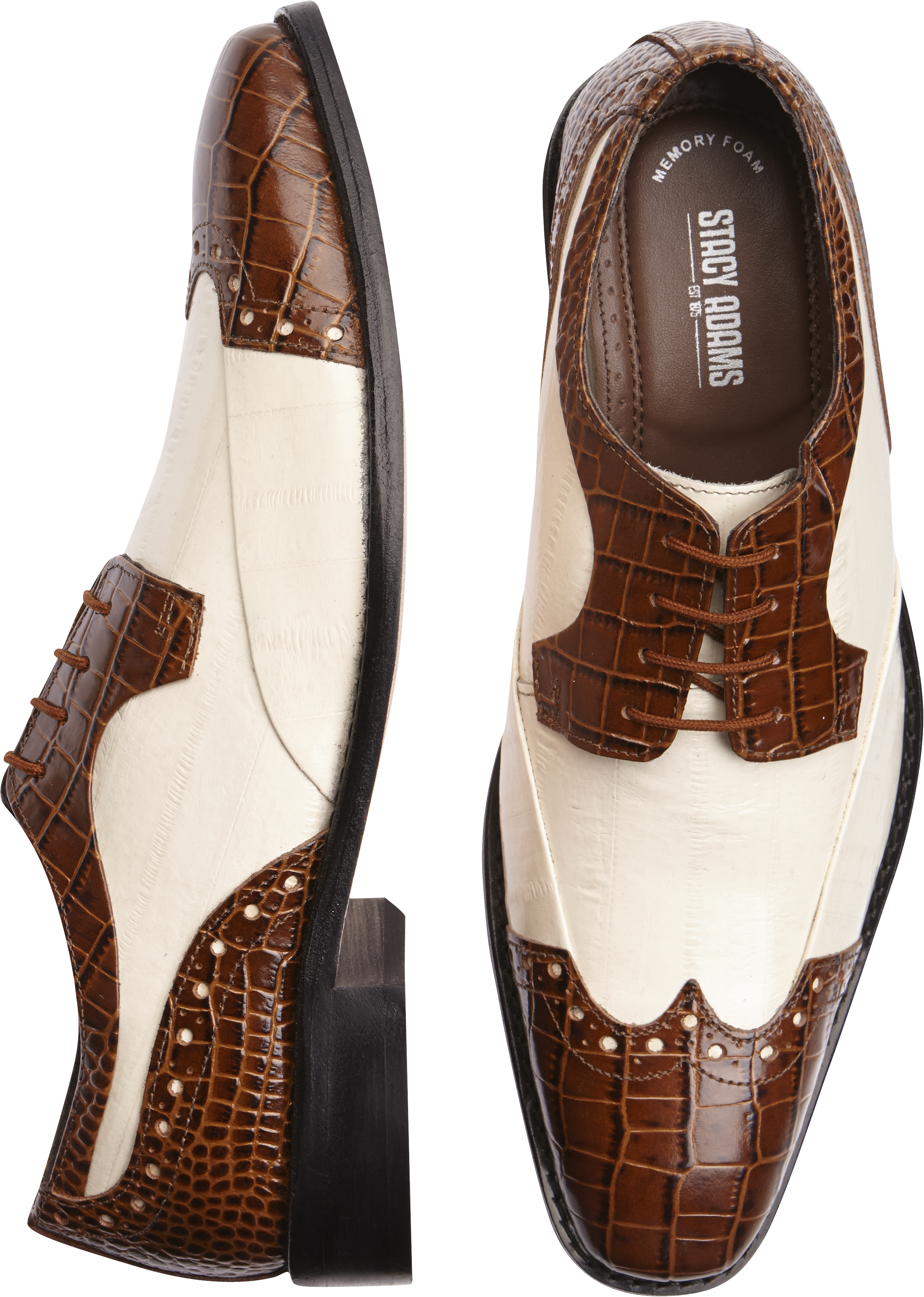 stacy adams black and white wingtip shoes