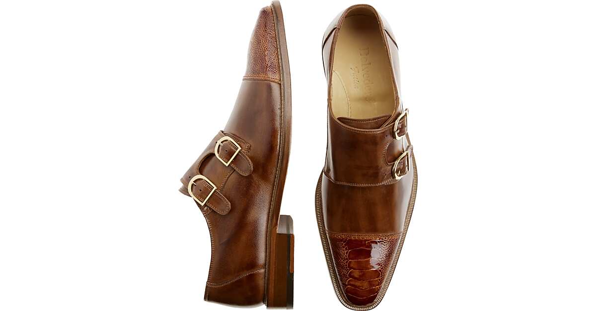 belvedere amico tan double monk strap shoes