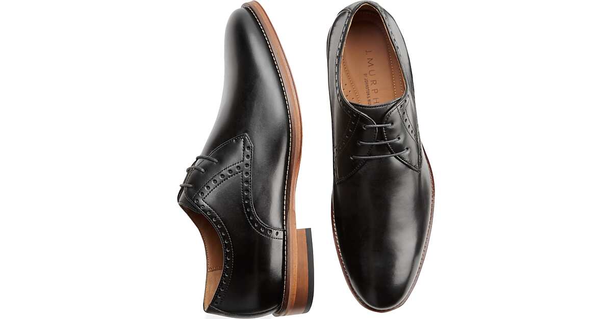 johnston & murphy novick black cap toe lace up shoes