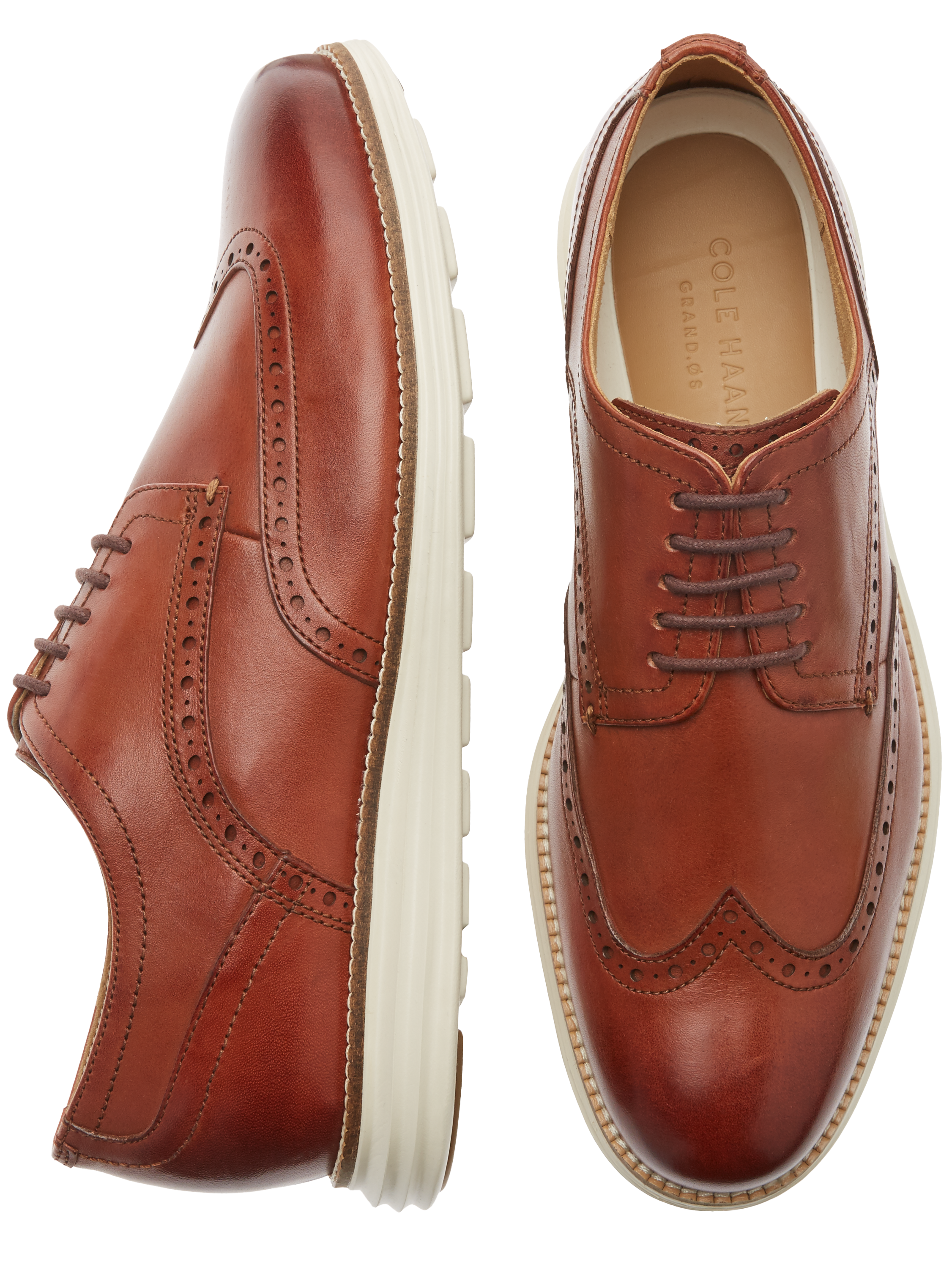 Cole Haan Original Grand Wingtip Oxfords, Cognac - Men's Shoes | Men's  Wearhouse