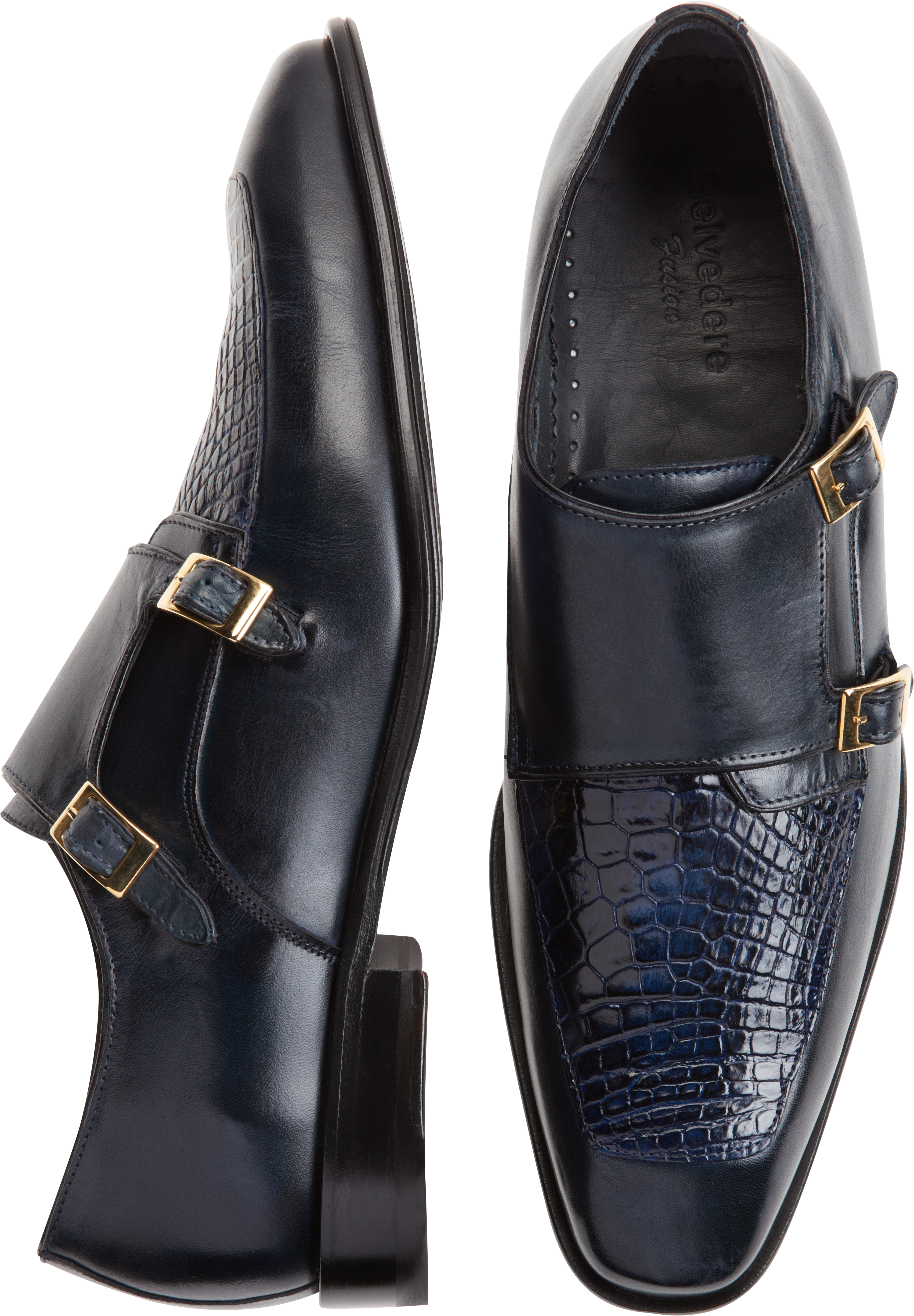 Belvedere Alvaro Navy Double Monk Strap Shoes - Men's Sale | Men's ...