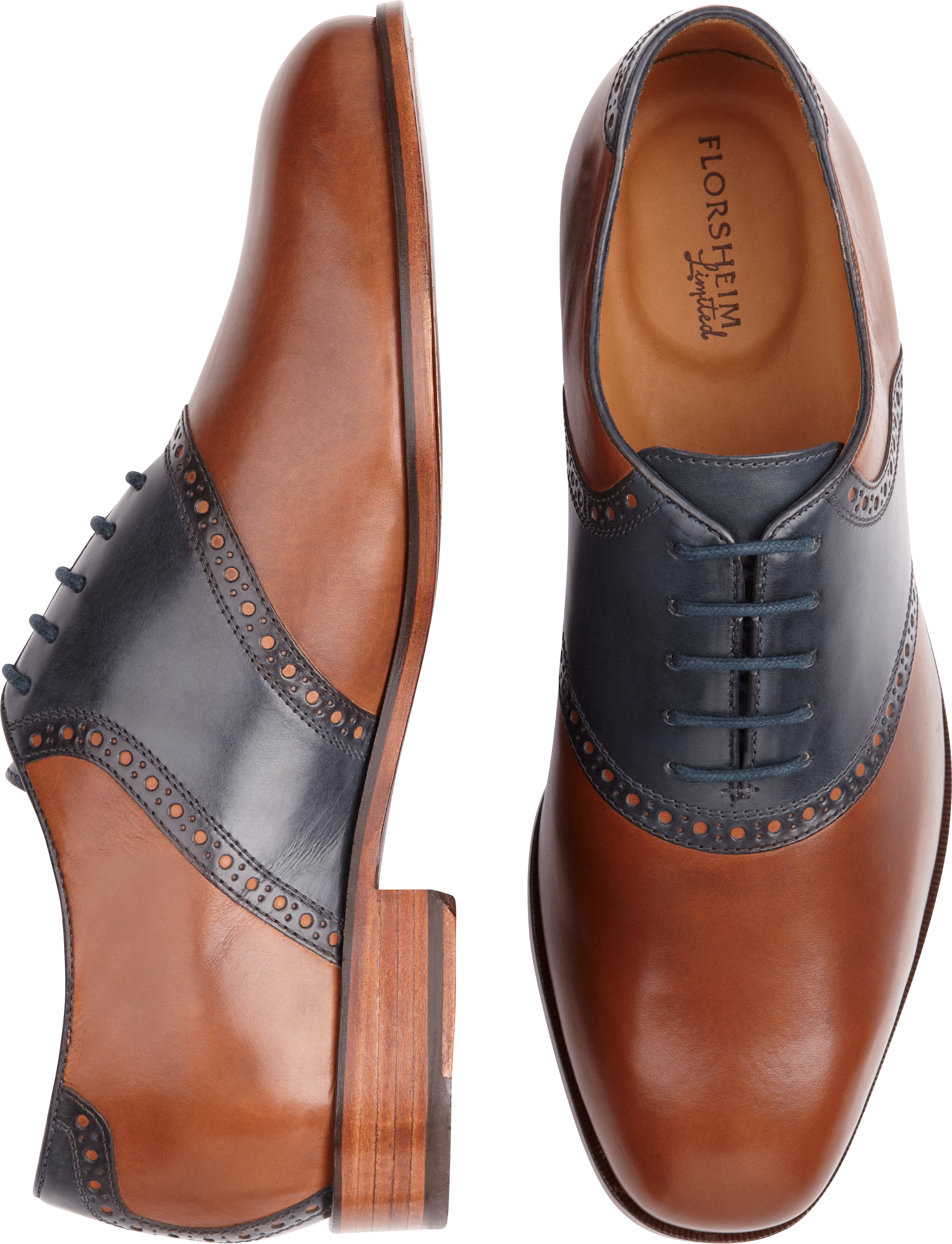 Florsheim Cognac and Blue/Gray Oxford Saddle Shoes - Men's Sale | Men's ...