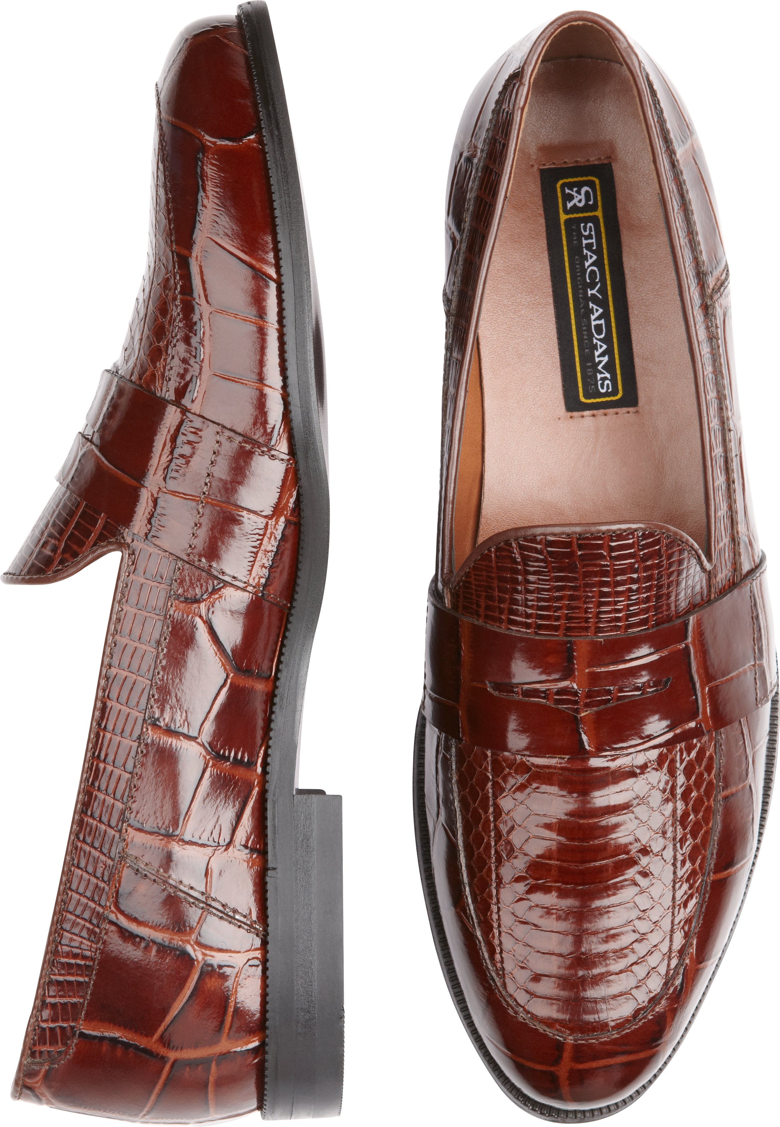 Stacy Adams Cognac Snakeskin Penny Loafers - Men's Sale | Men's Wearhouse