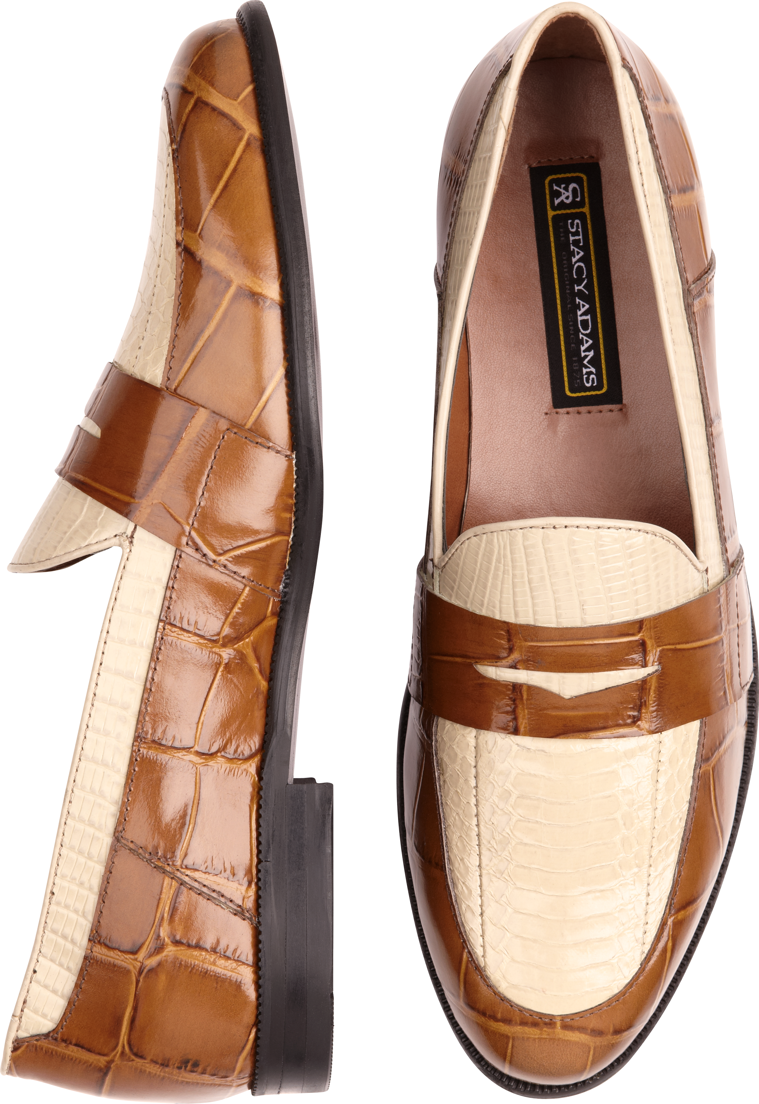 Stacy Adams Tan Snakeskin Penny Loafers 