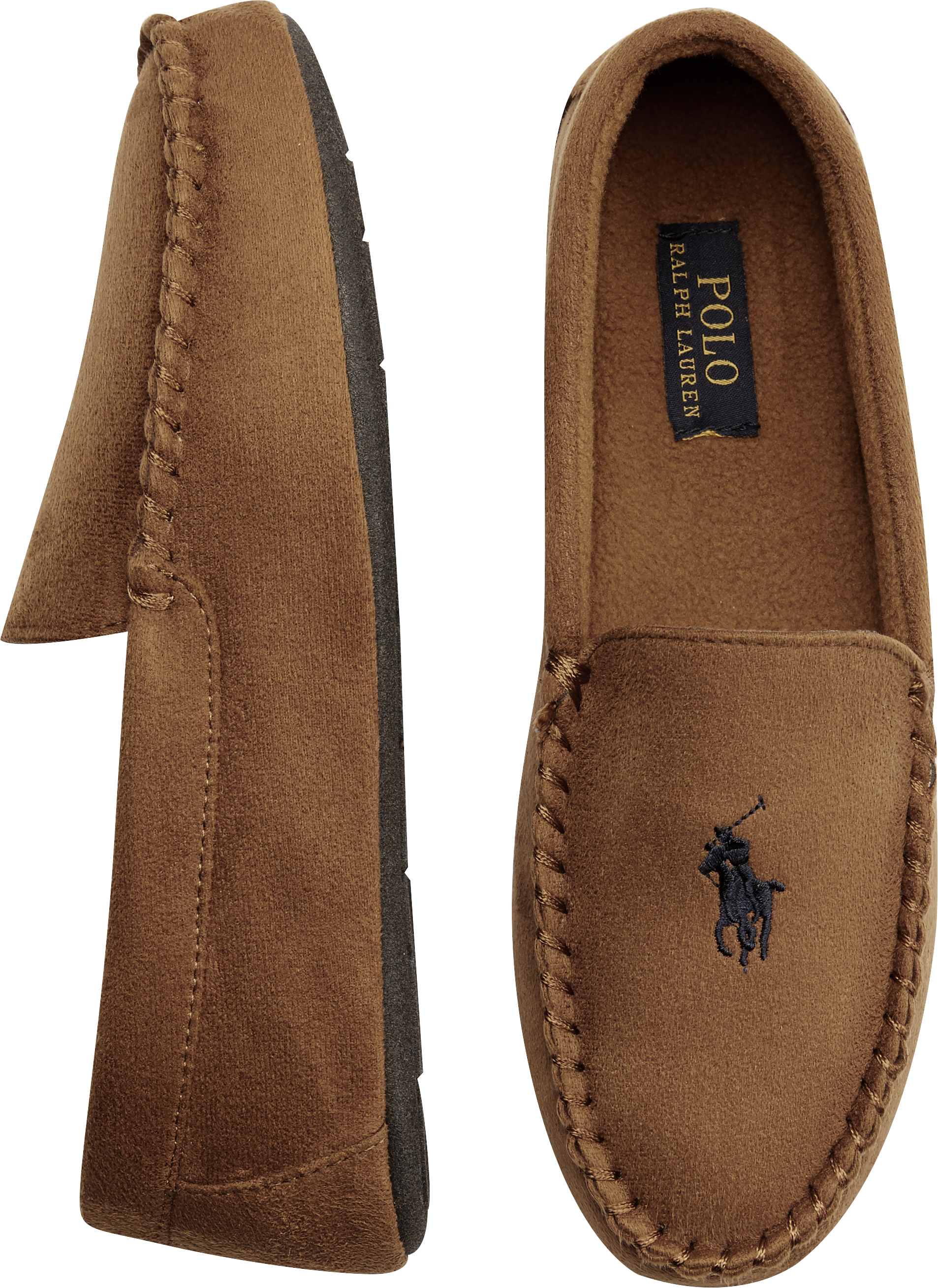 tan moccasin slippers