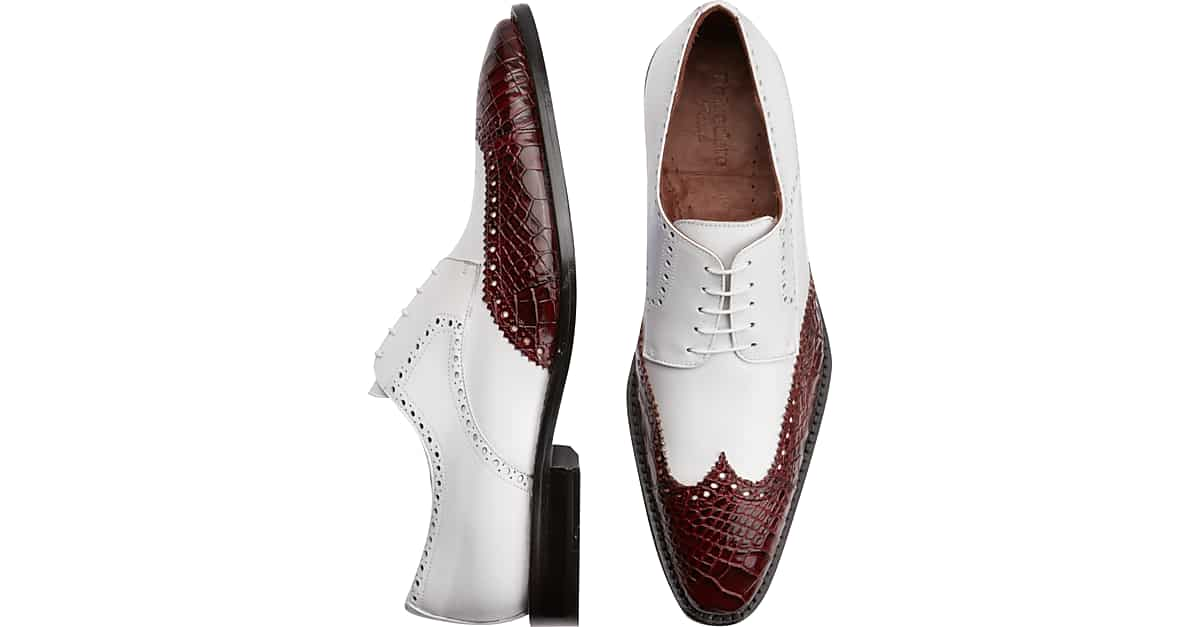 Belvedere Urbano Burgundy & White Wingtip Lace Ups - Men's Sale | Men's  Wearhouse