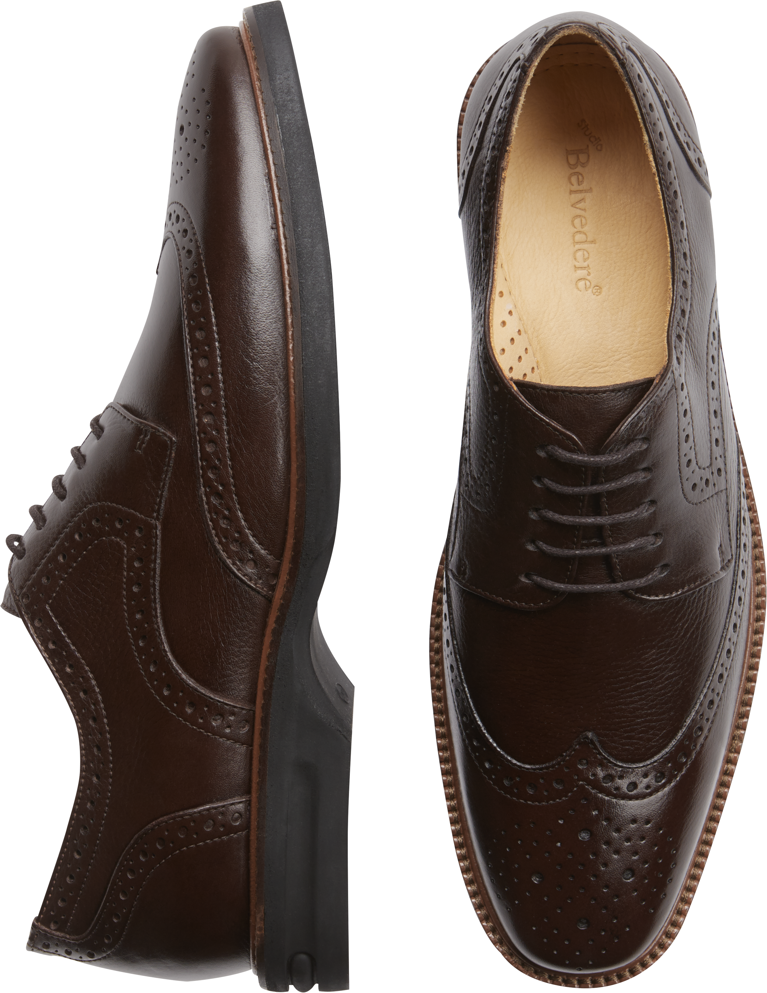 Belvedere Cambridge Brown Wingtip Dress Shoes - Men's Sale | Men's ...