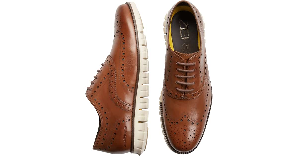 Cole Haan Zerogrand Wingtip Oxfords, Tan - Men's Shoes | Men's Wearhouse