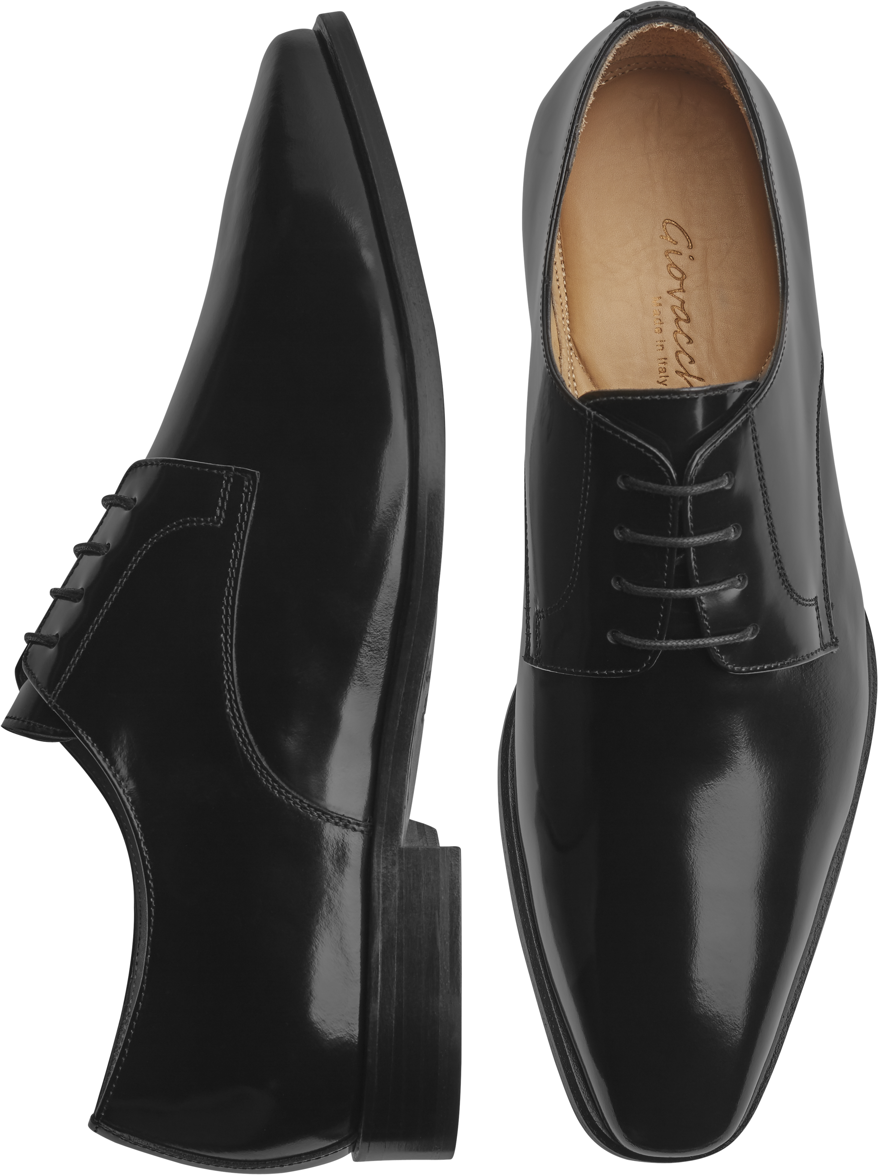 Giovacchini Tony Black Plain Toe Derby Dress Shoes - Men's Shoes | Men ...