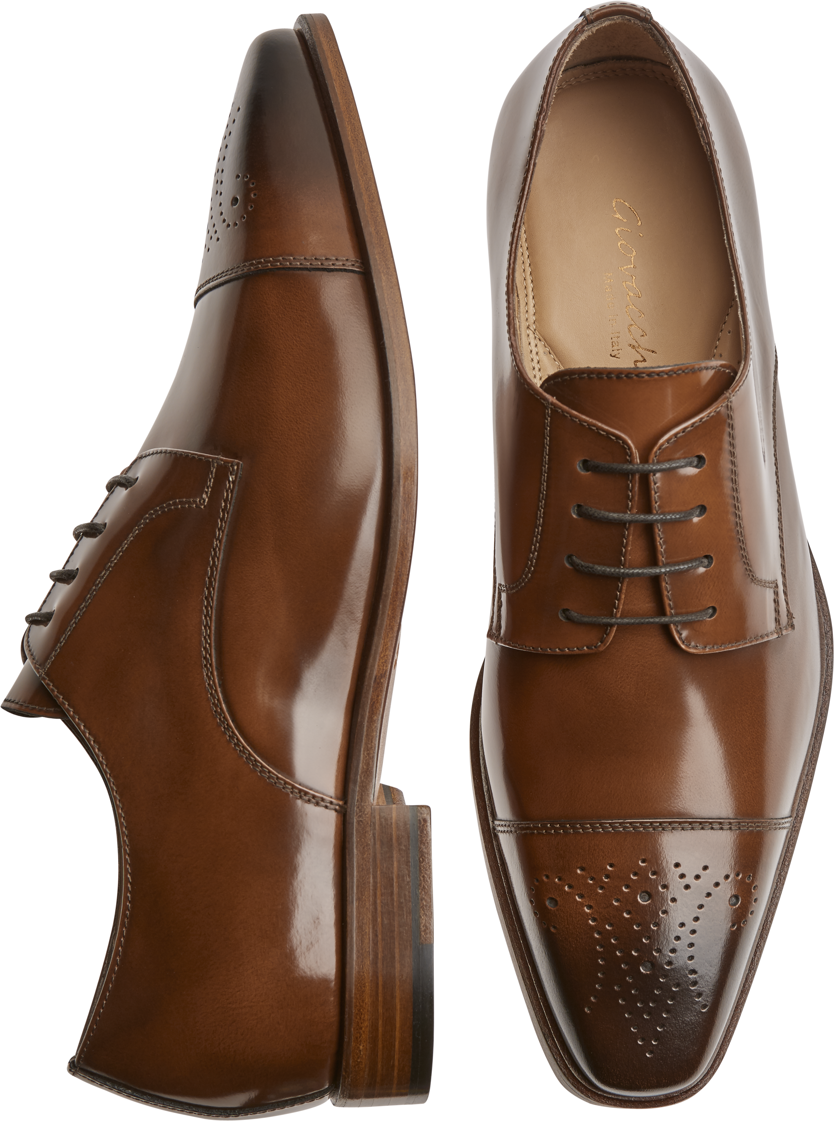 Giovacchini Mike Cognac Cap Toe Derby Dress Shoes - Men's Sale | Men's ...