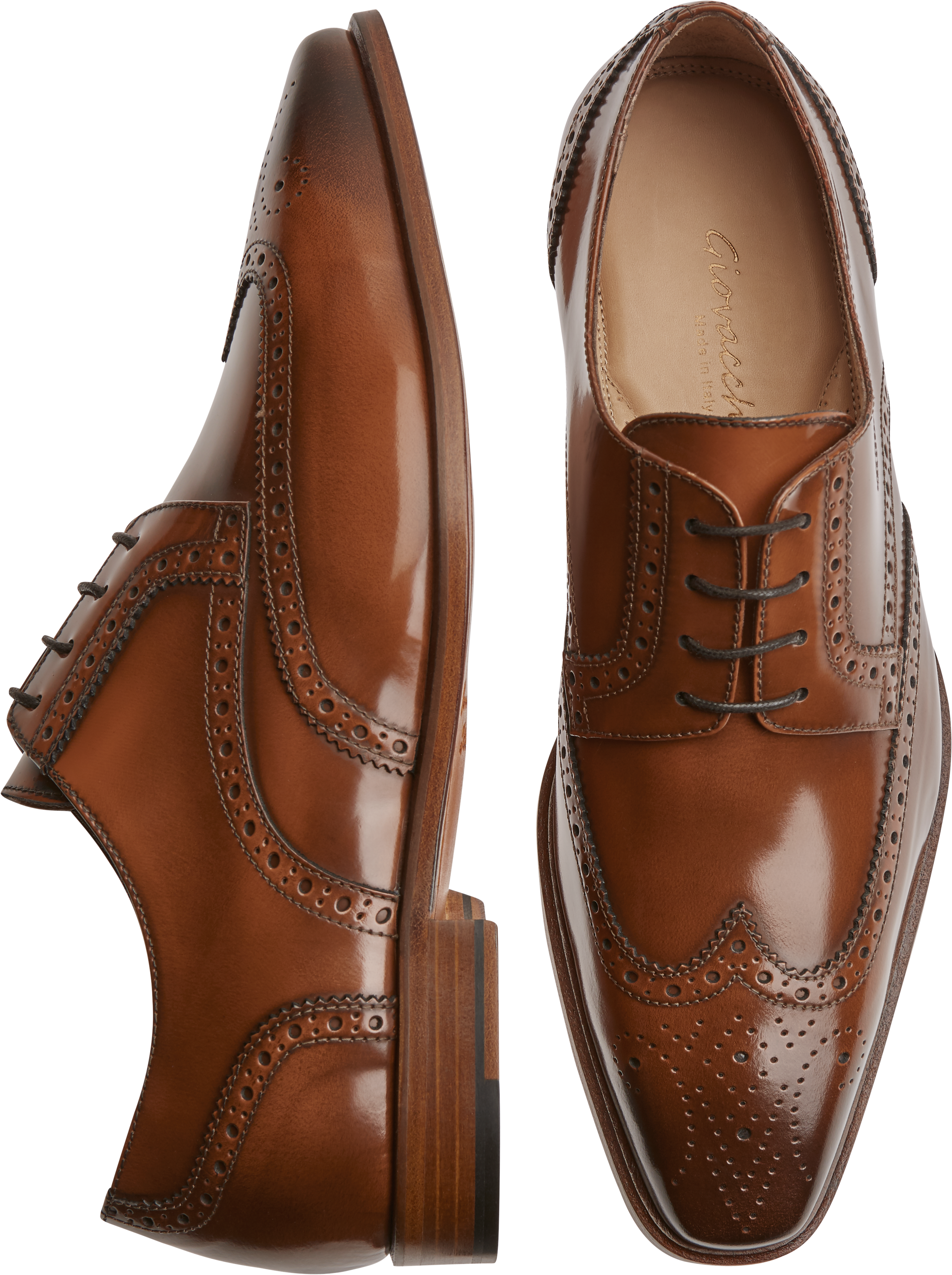 Giovacchini Scott Gognac Wingtip Derby Dress Shoes - Men's Sale | Men's ...