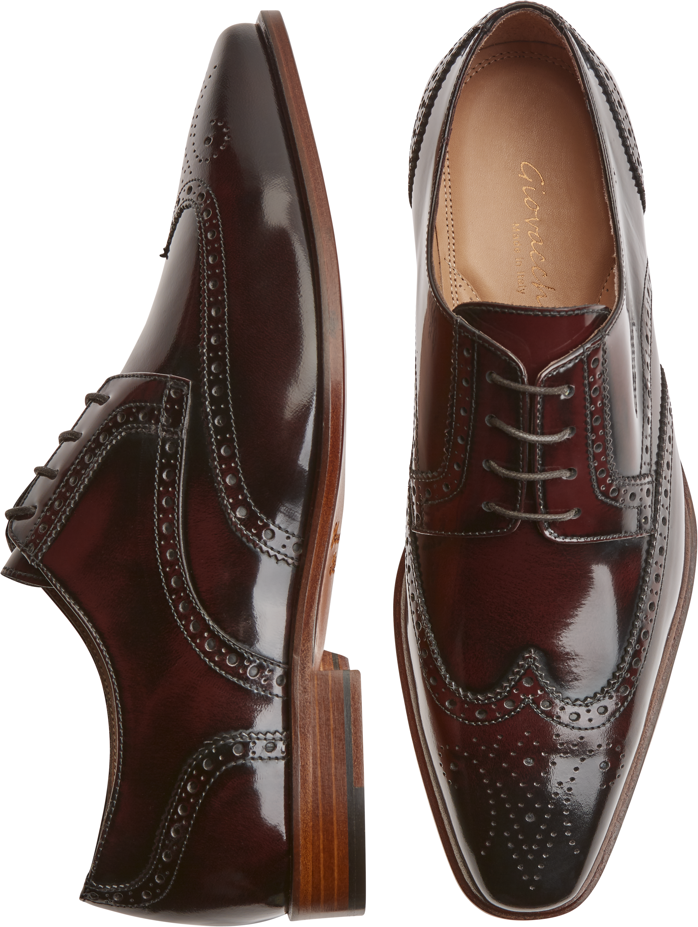 Giovacchini Scott Burgundy Wingtip Derby Dress Shoes - Men's Sale | Men ...