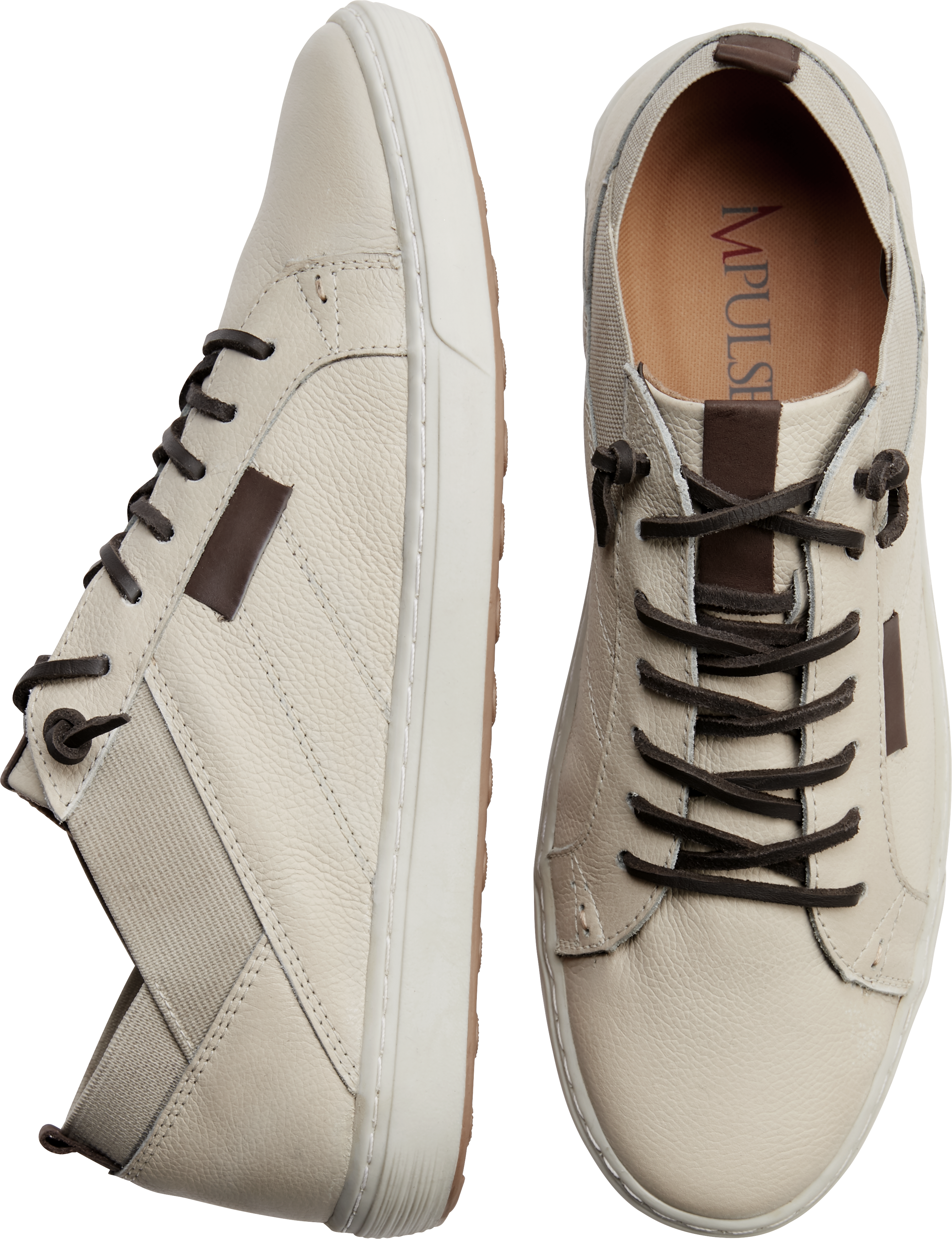 beige leather sneakers