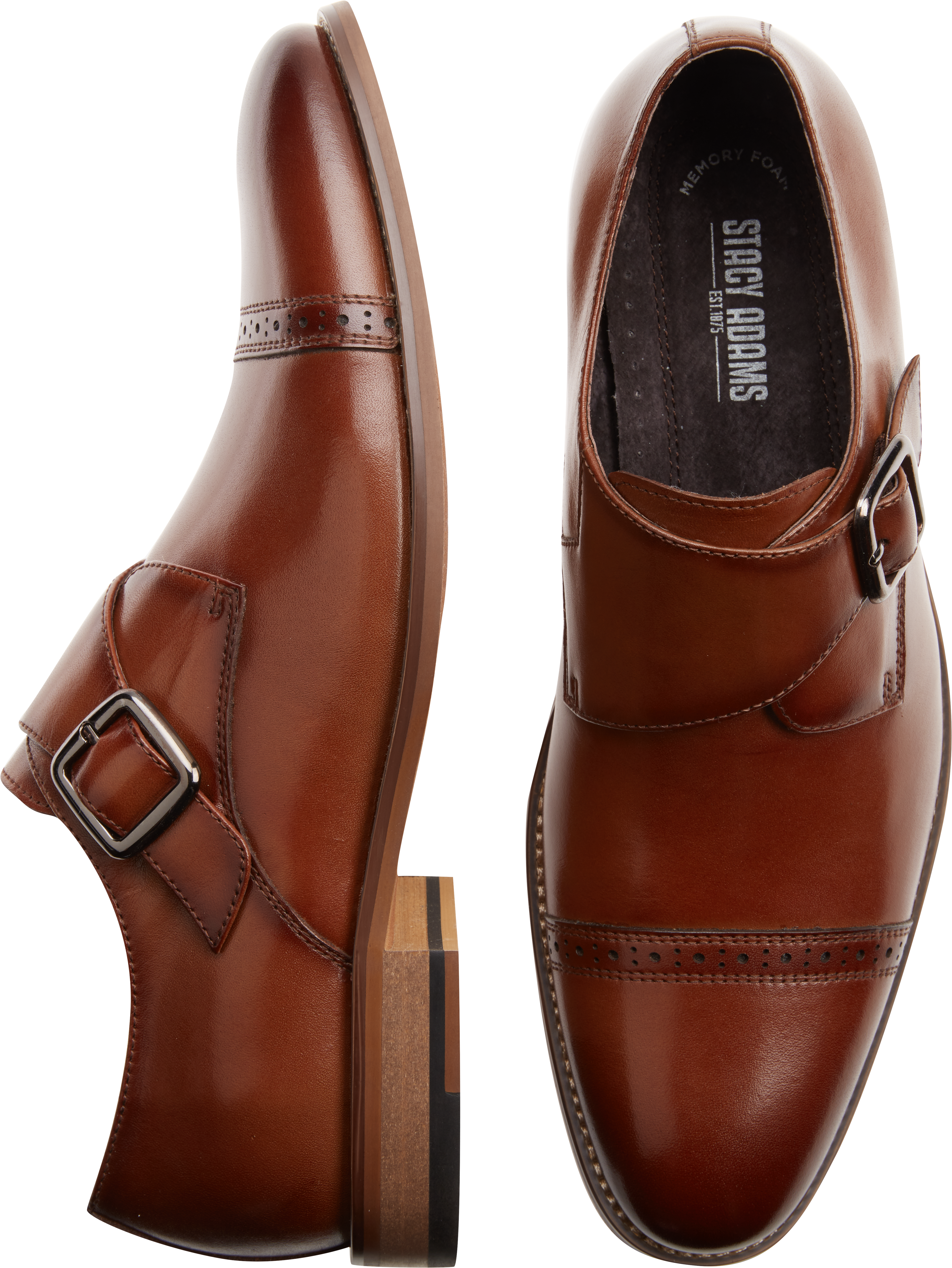 Stacy Adams Desmond Cognac Cap-Toe Monk 