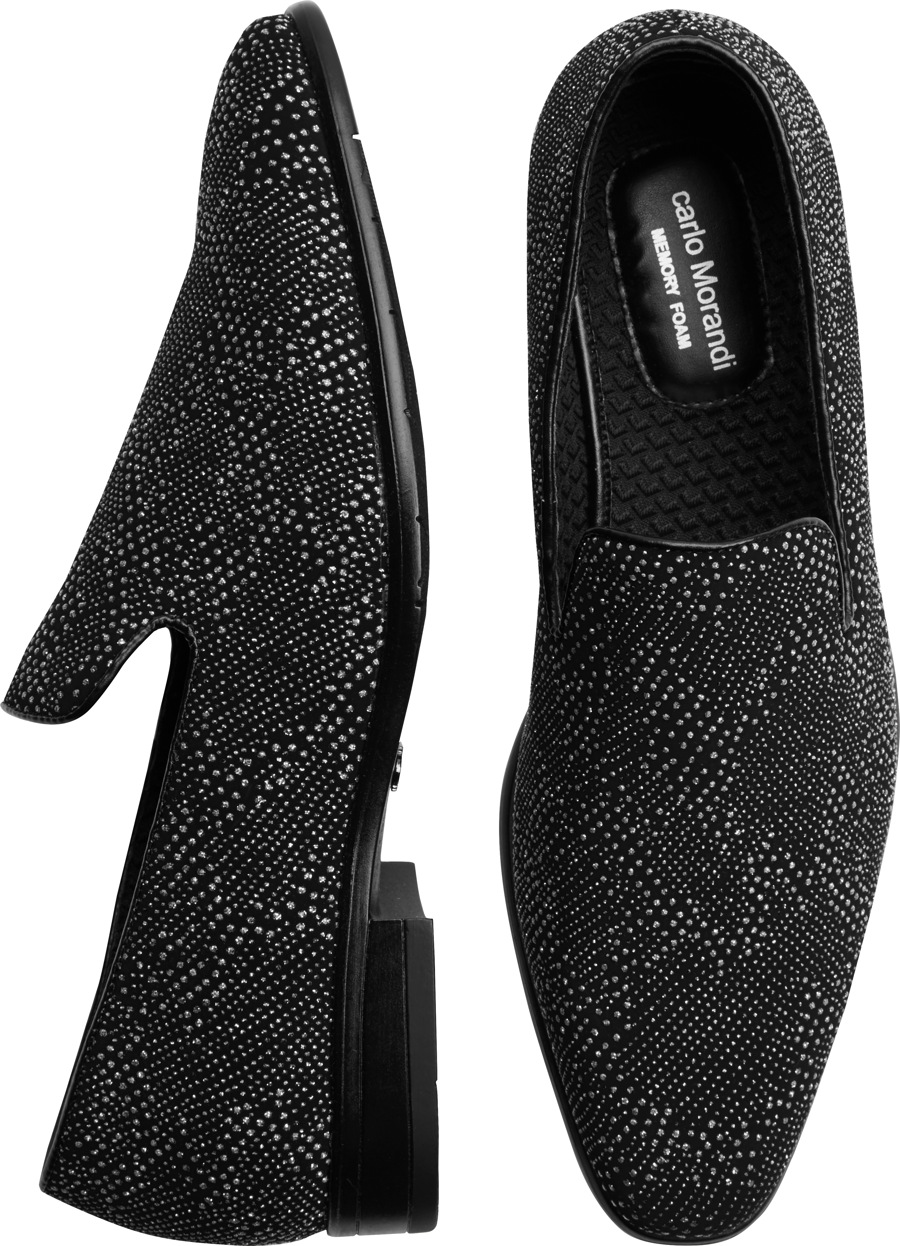 black sparkle slip on shoes