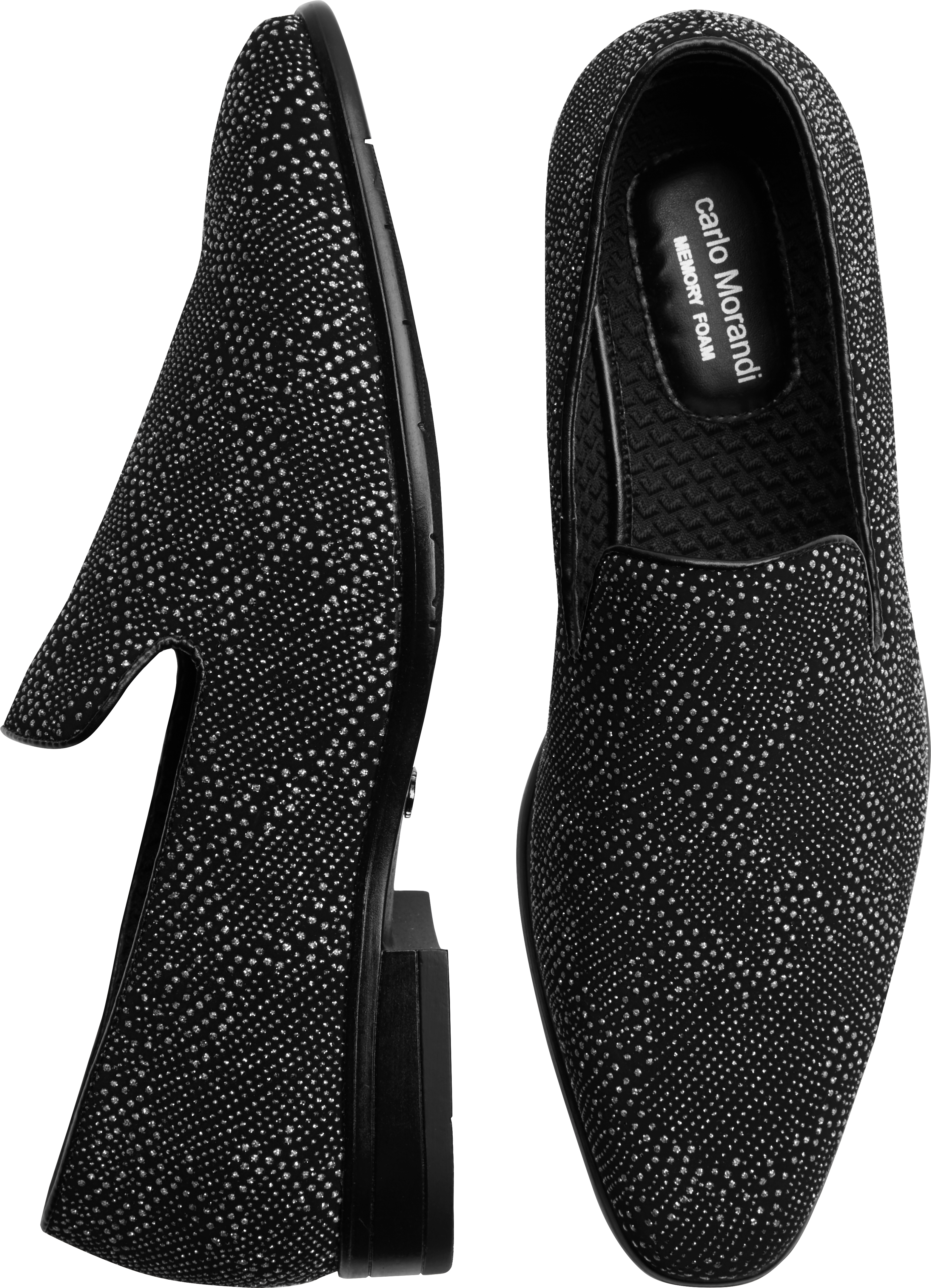 black sparkly slip on shoes