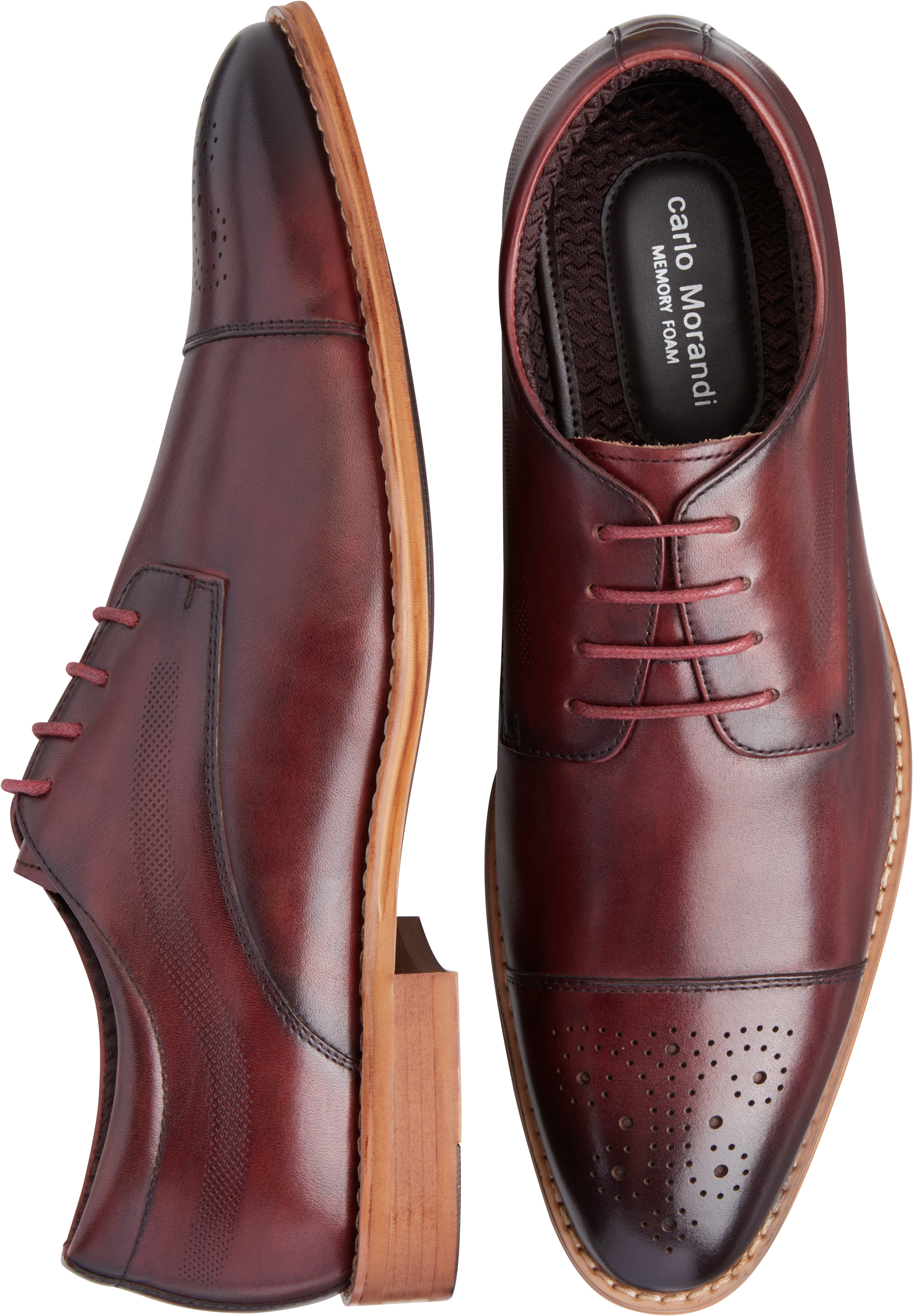 Carlo Morandi Eastman Burgundy Medallion Cap Toe Derbys - Men's Sale ...