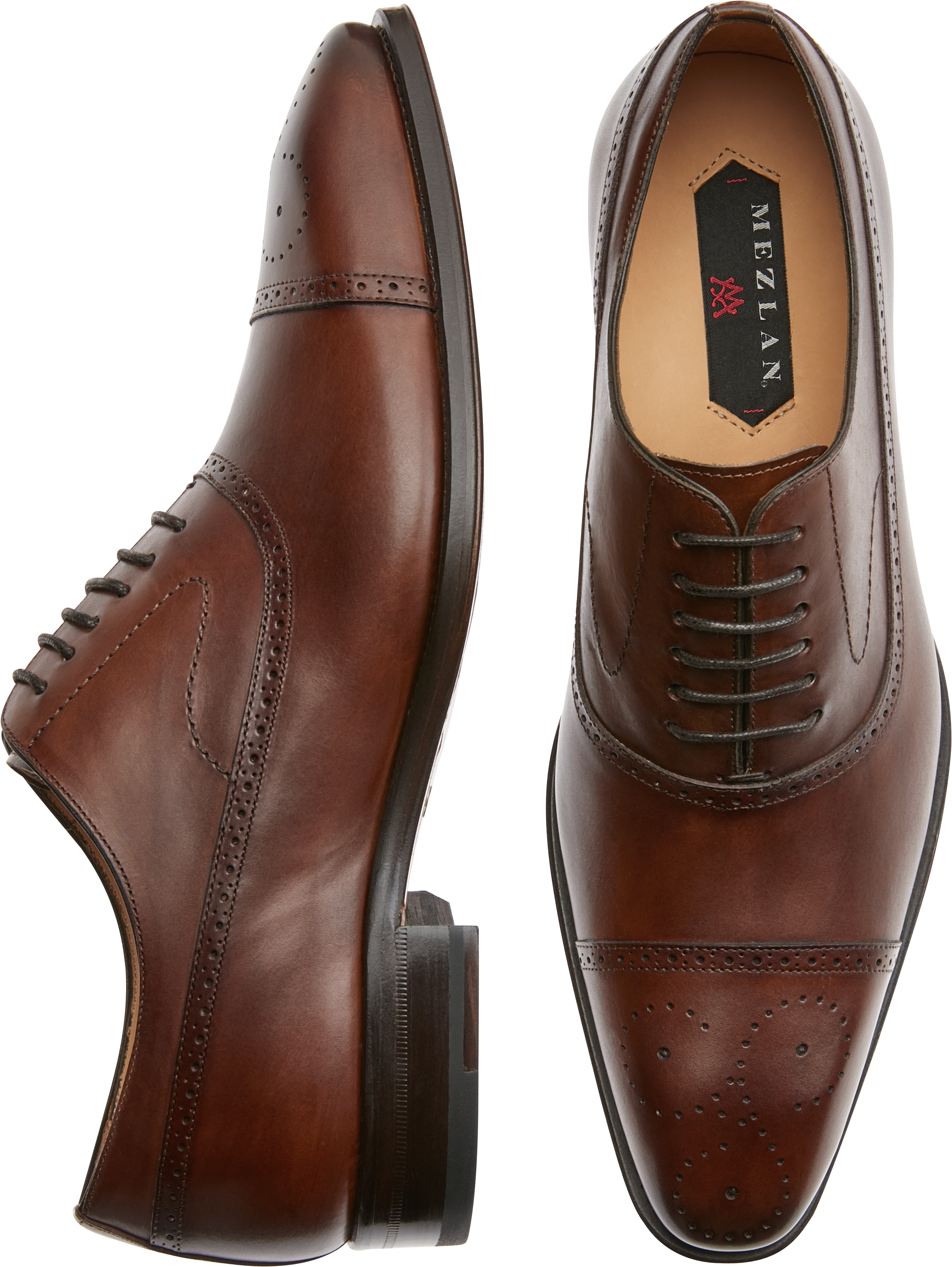 Mezlan Alcala Cognac Medallion Cap-Toe Oxfords - Men's Shoes | Men's  Wearhouse