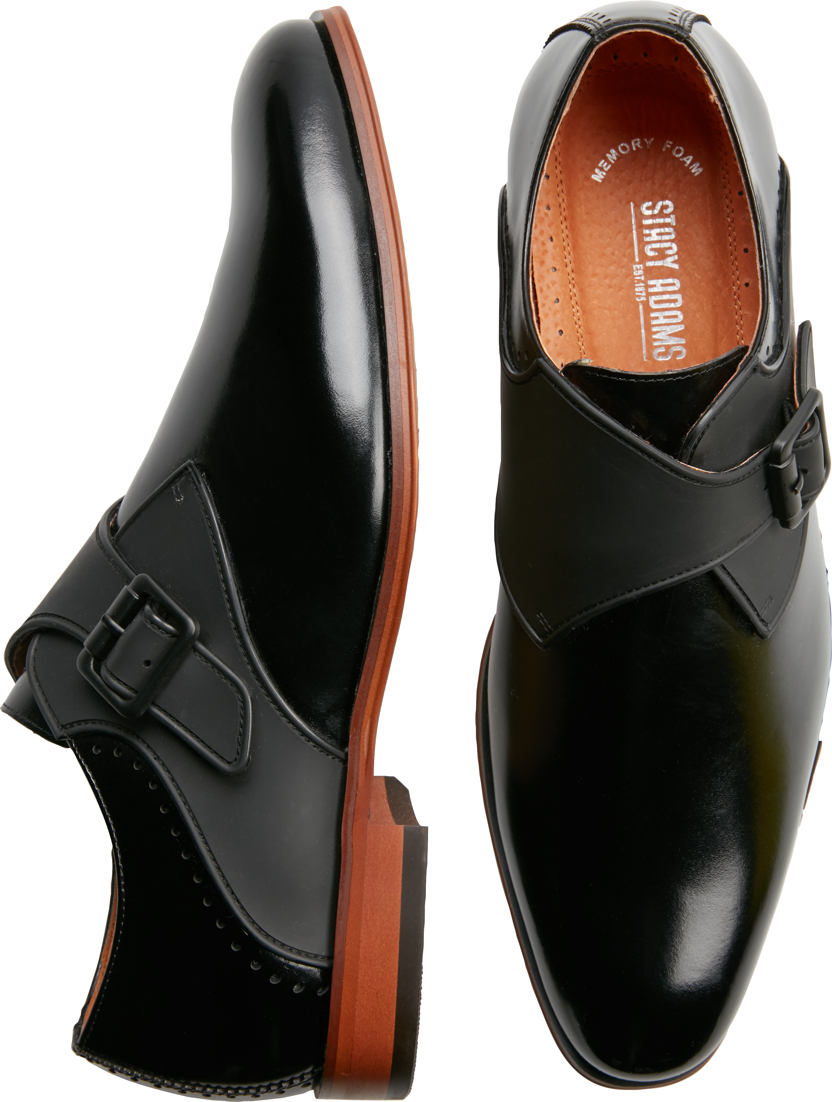 Stacy Adams Sutcliff Black Plain Toe Monk Straps - Men's Shoes | Men's ...