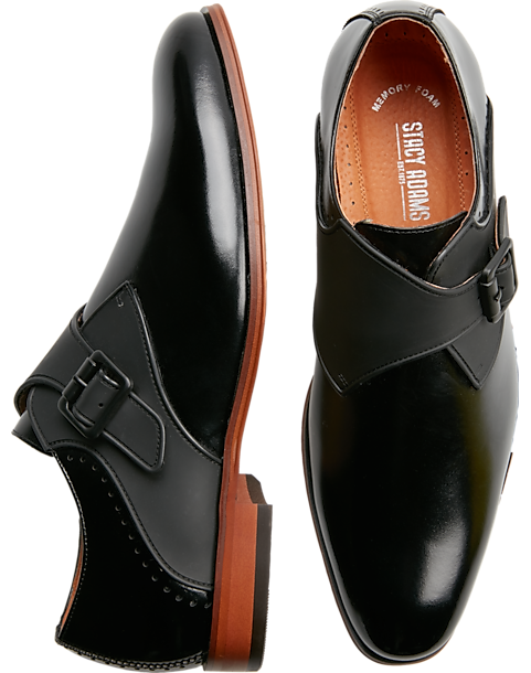 Stacy Adams Sutcliff Black Plain Toe Monk Straps - Men's Shoes | Men's ...