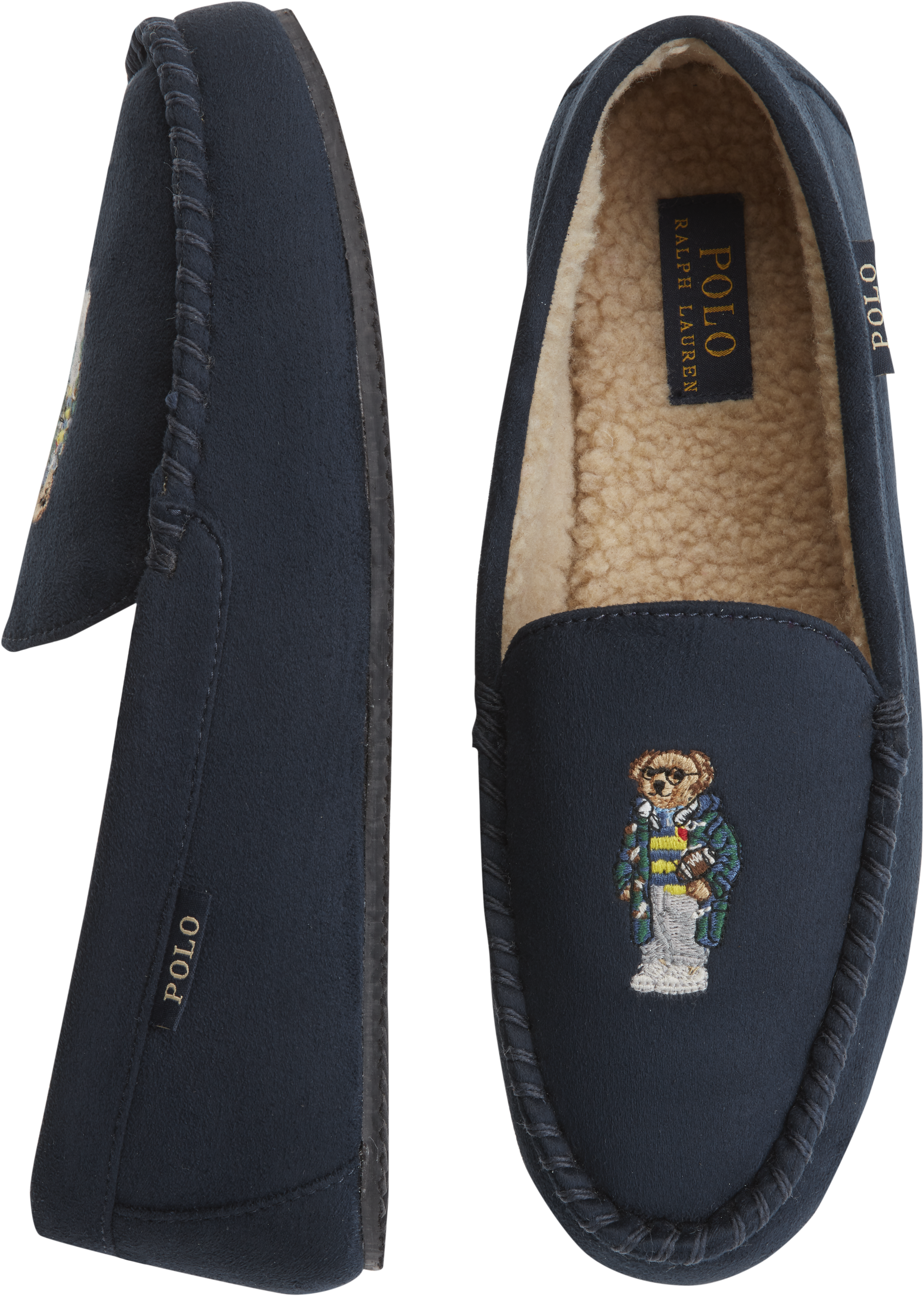 mens navy moccasin slippers