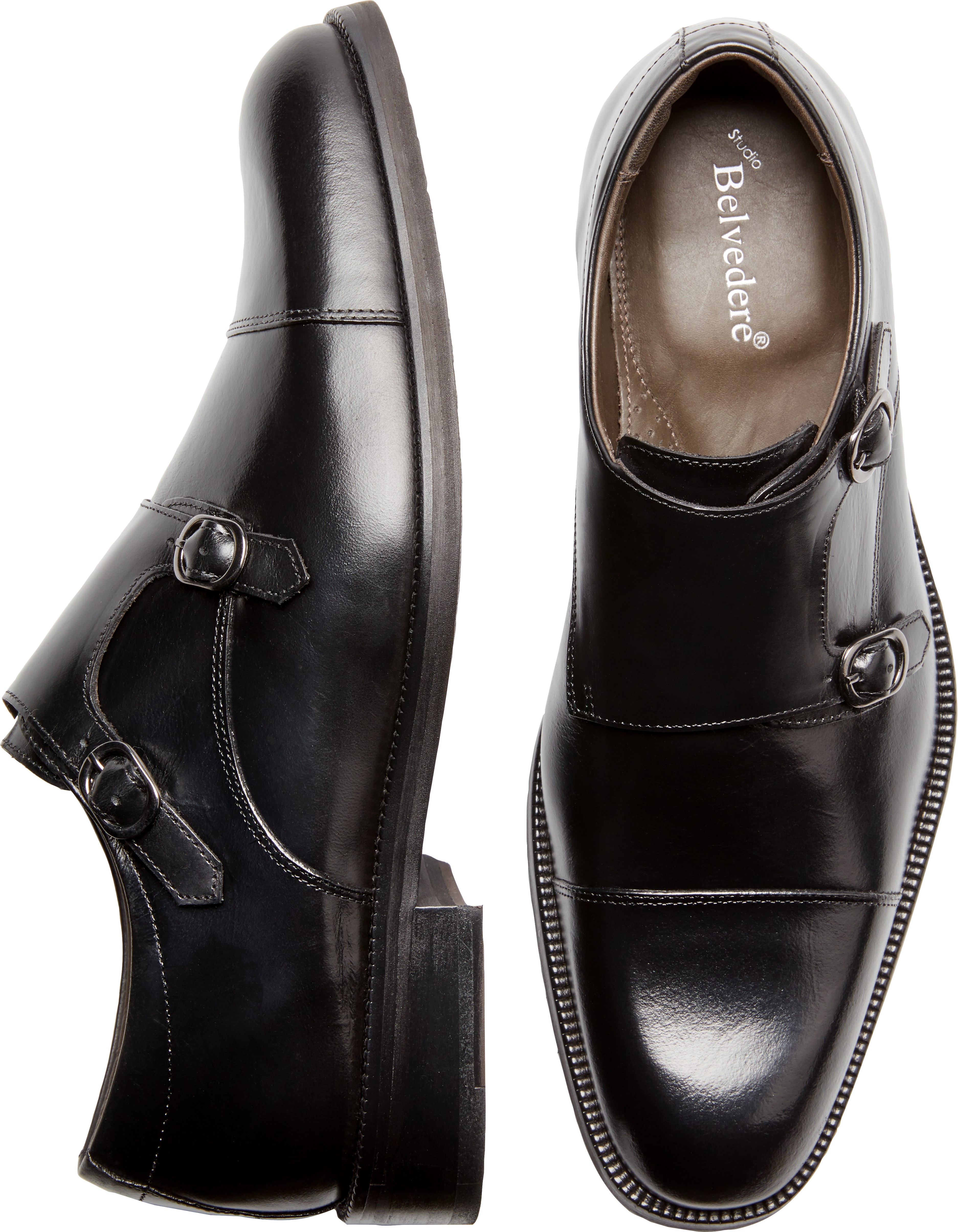 mens black double monk strap shoes