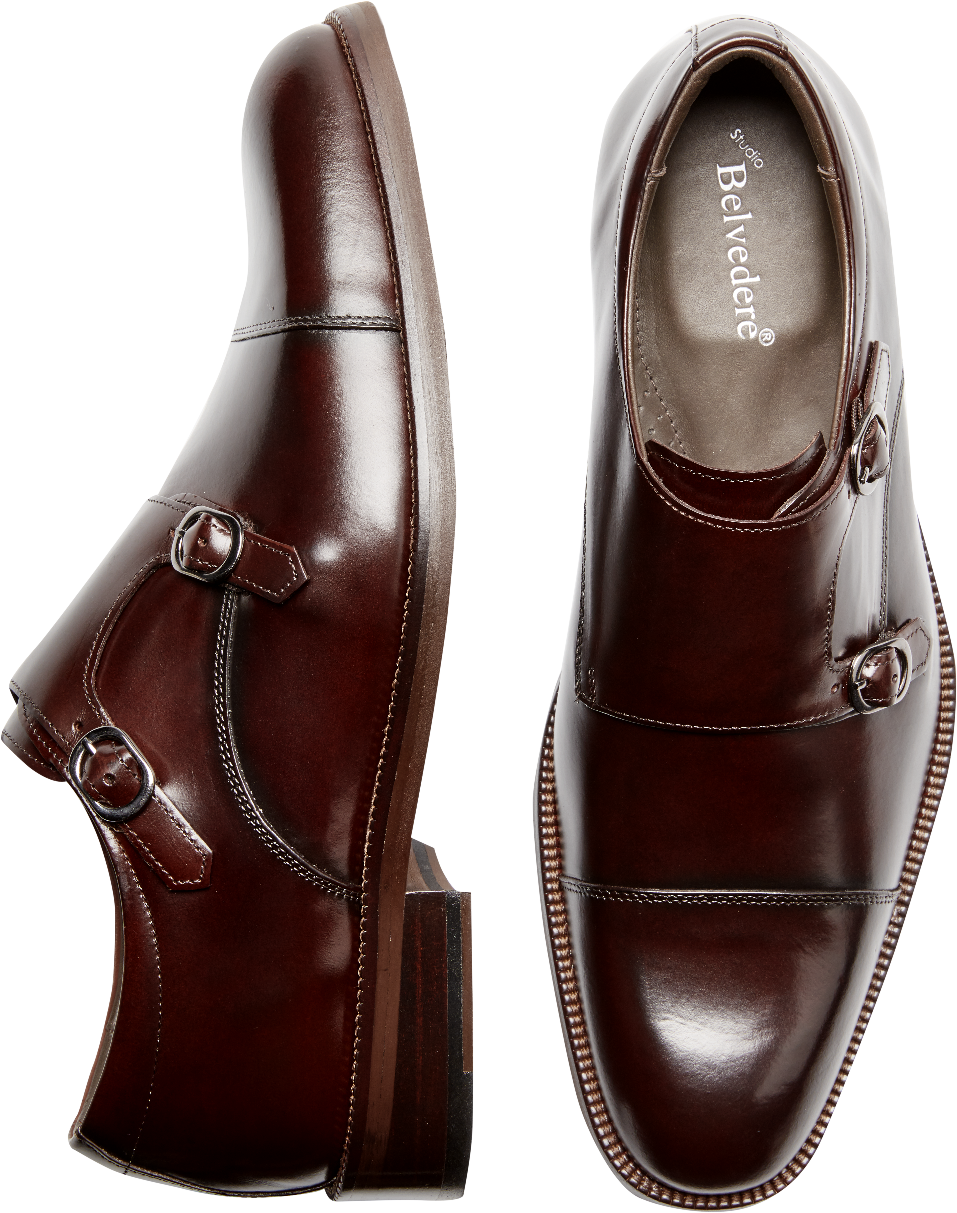 belvedere amico tan double monk strap shoes