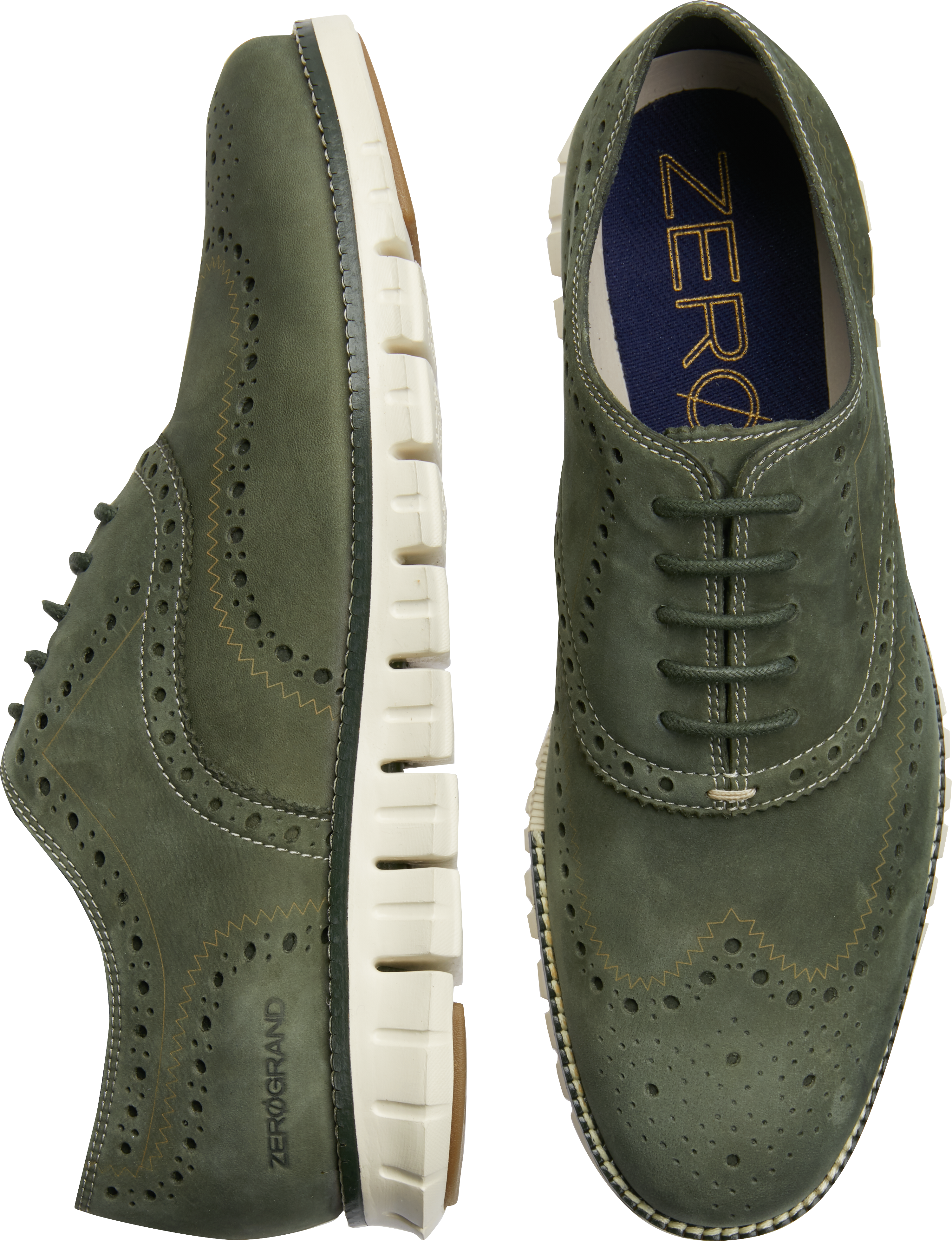 green wingtip shoes