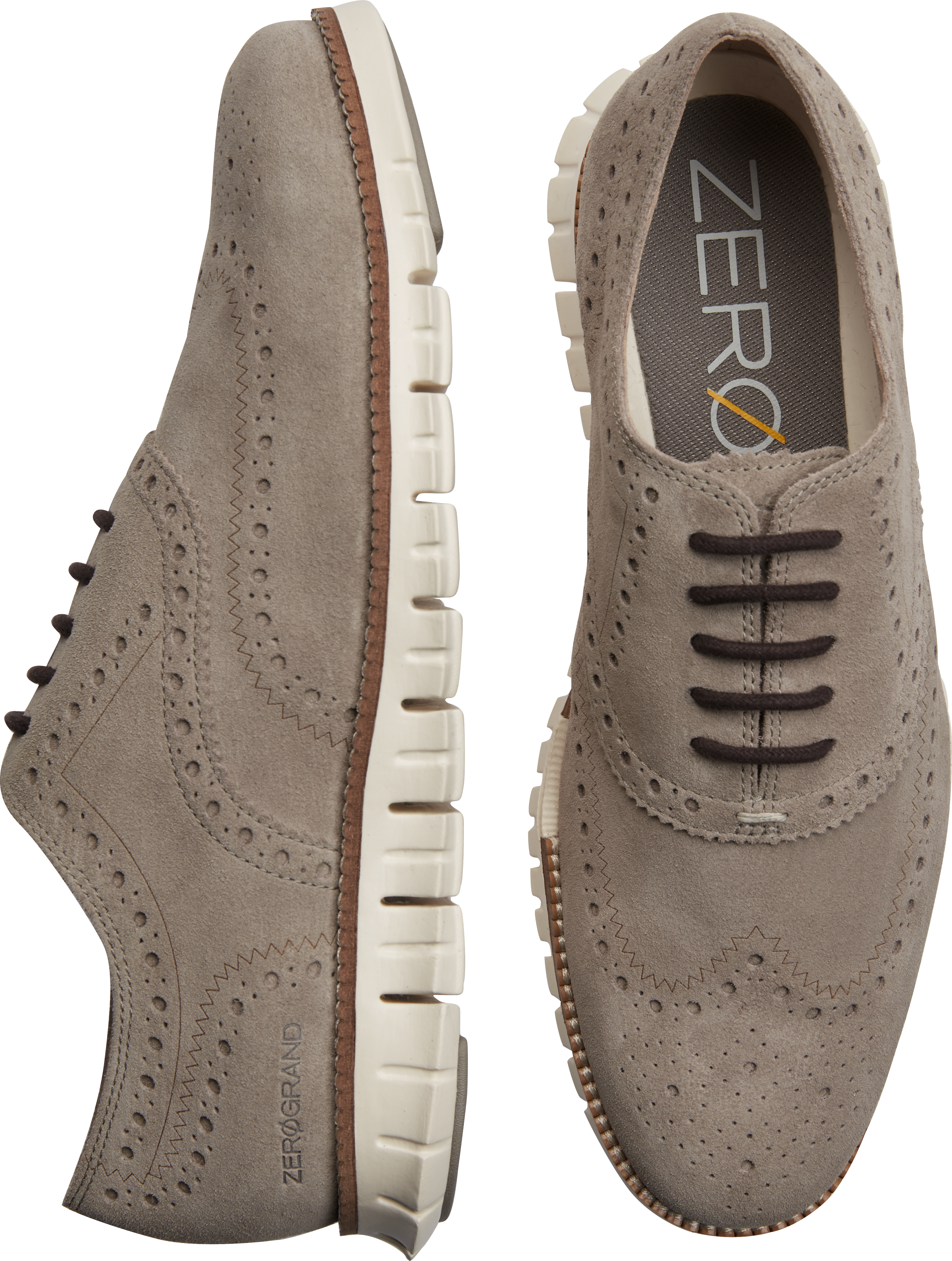 Cole Haan Zerogrand Gray Suede Wingtip Oxfords - Men's Sale | Men's ...