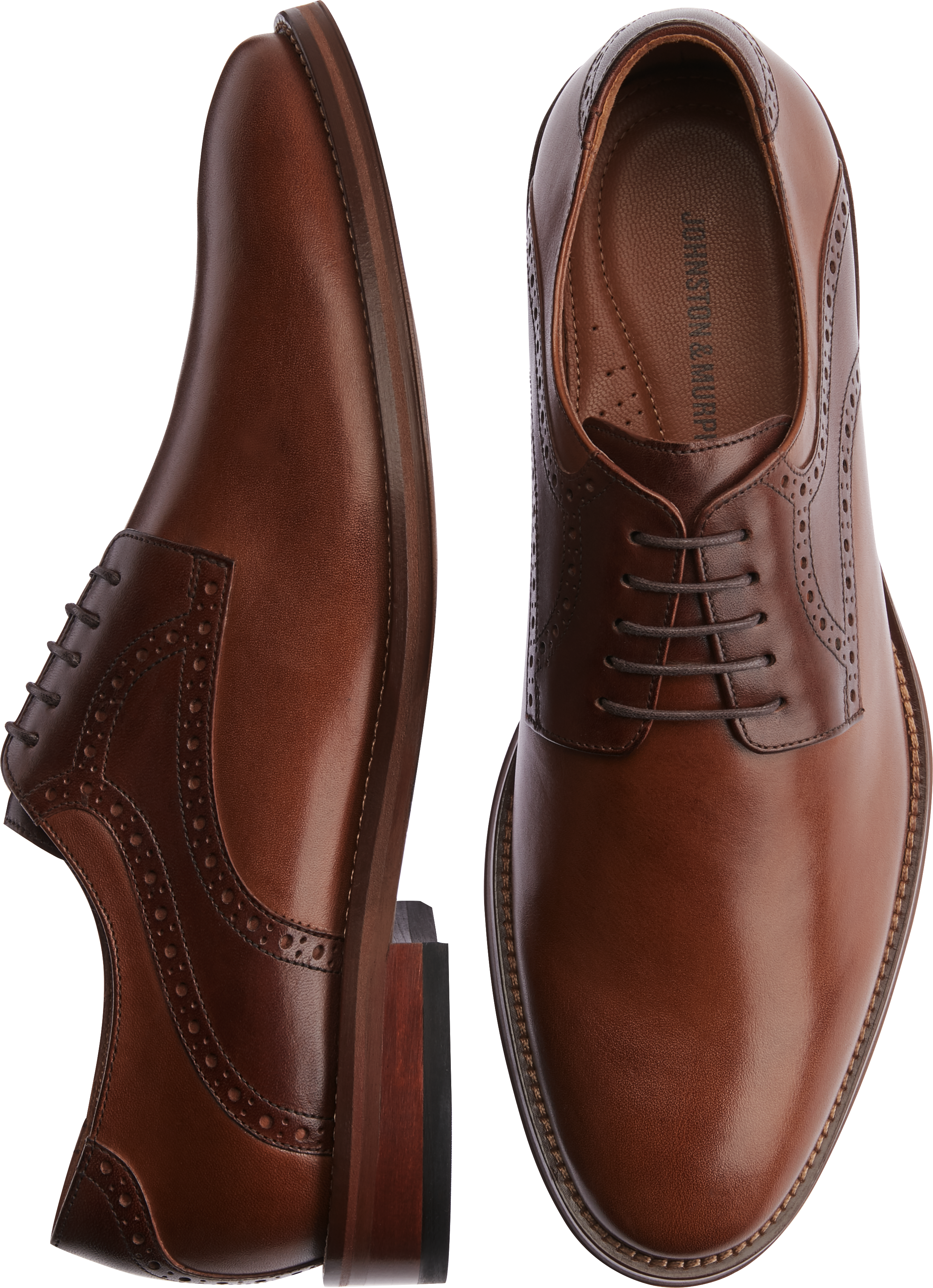 Johnston & Murphy Sutton Tan Plain Toe Saddle Lace Up - Men's Sale ...