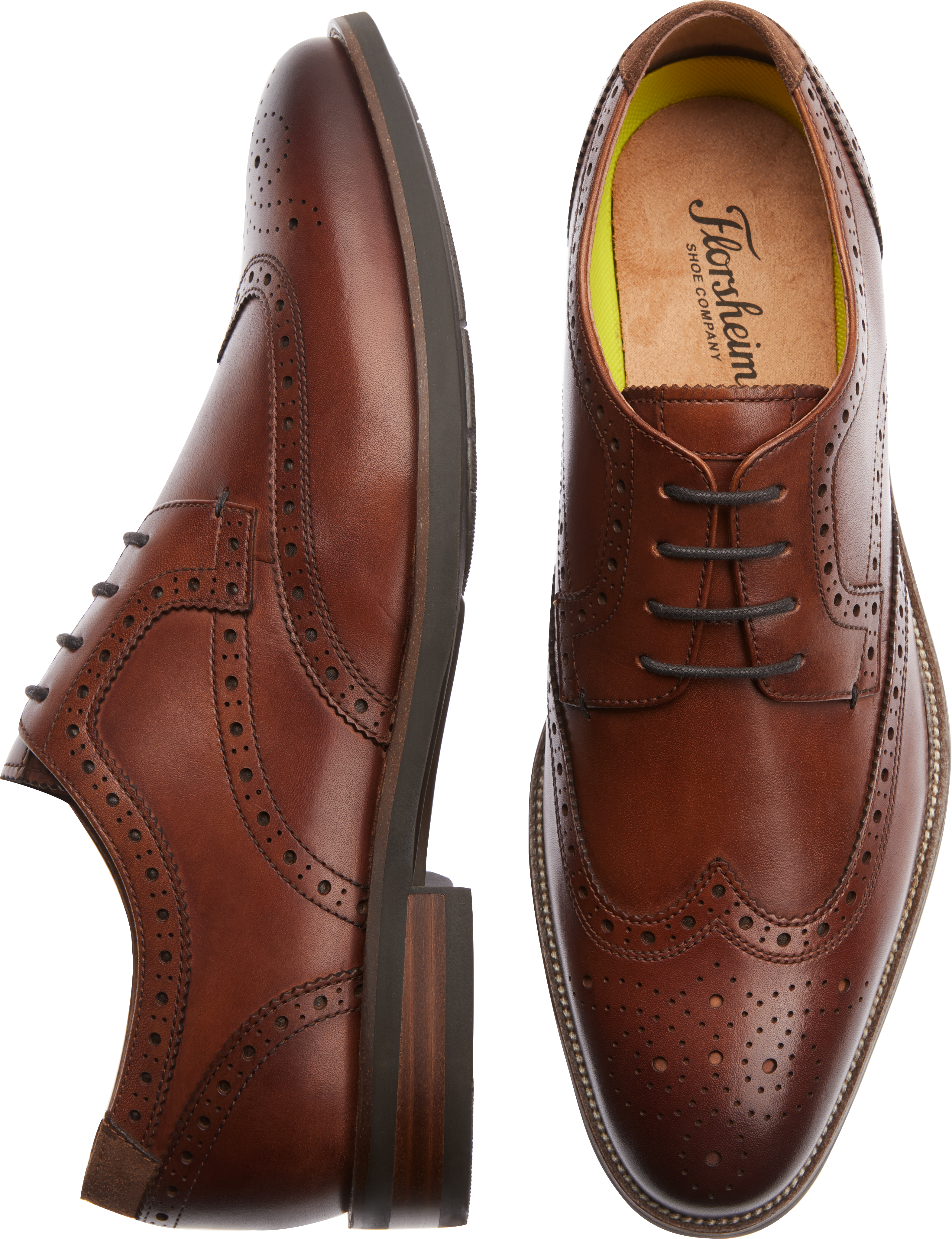Florsheim Upscale Cognac Wingtip Lace Ups - Men's Shoes | Men's Wearhouse