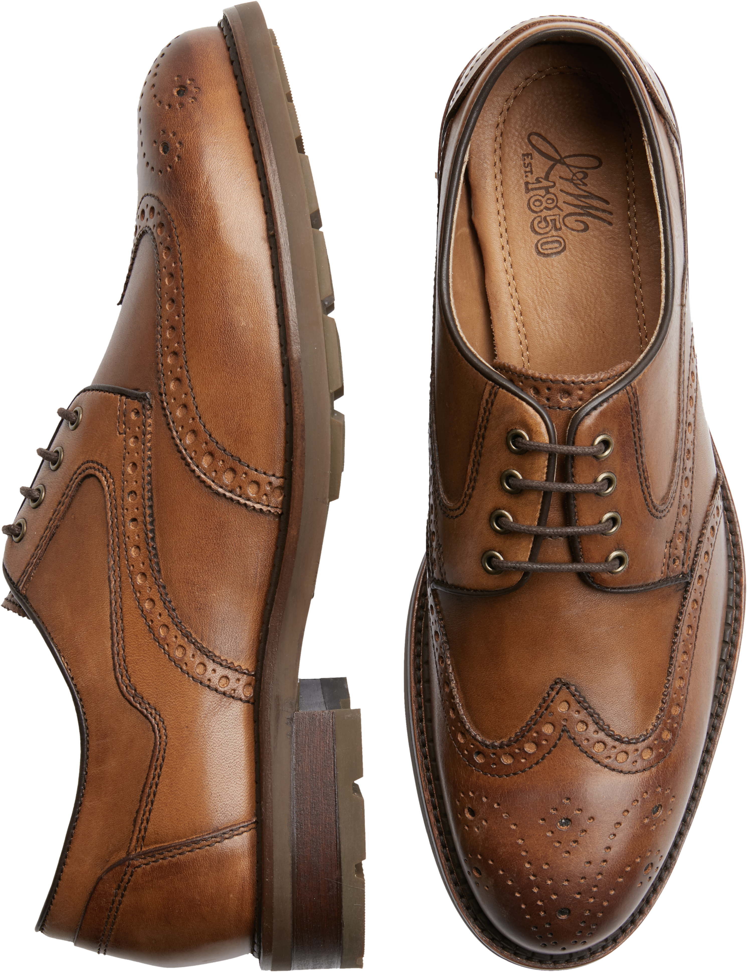 cognac wingtip shoes