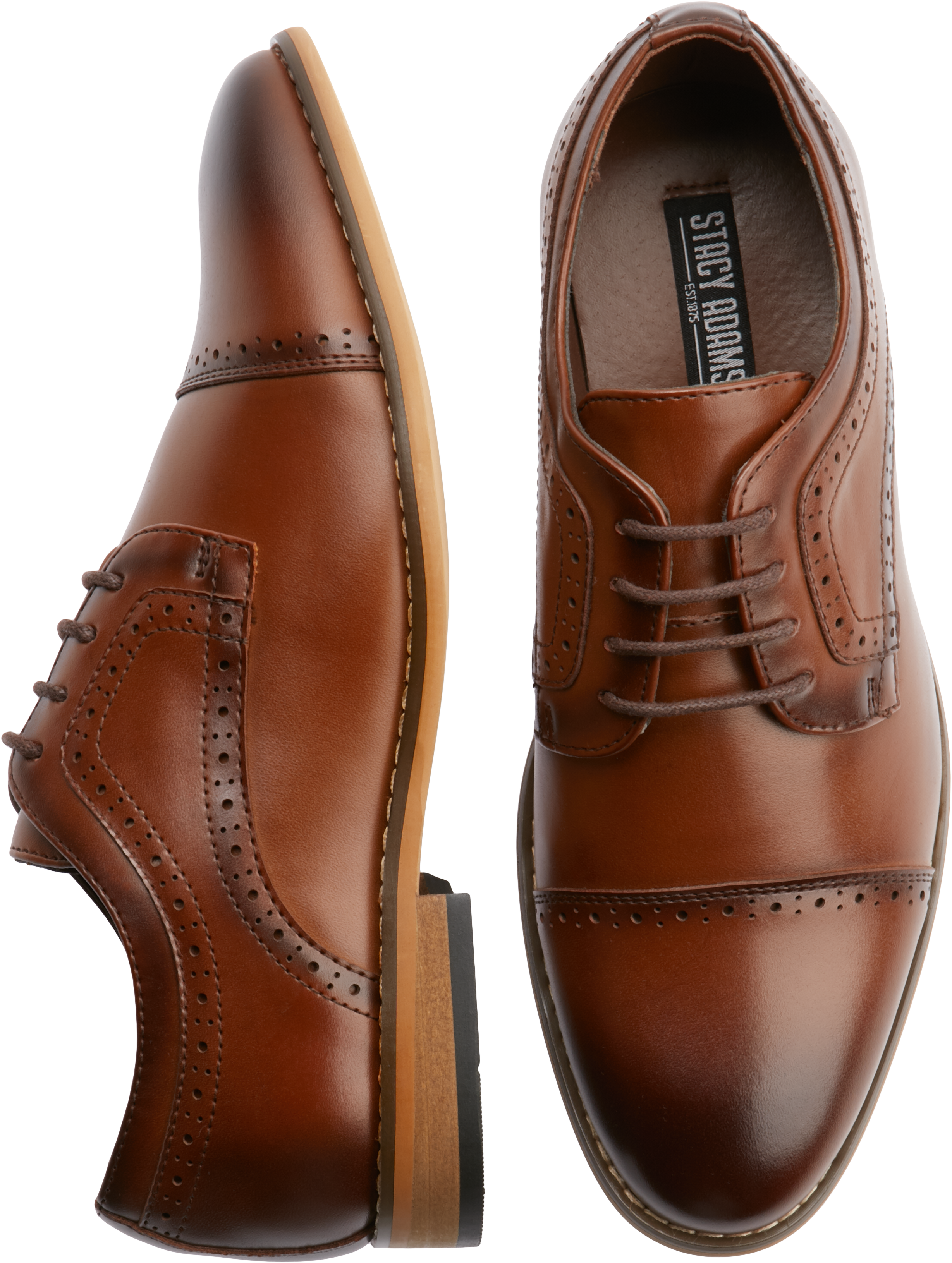 Stacy Adams Mens shoes Atwell Cognac Plain toe oxford Lace Up Casual 24811-221 