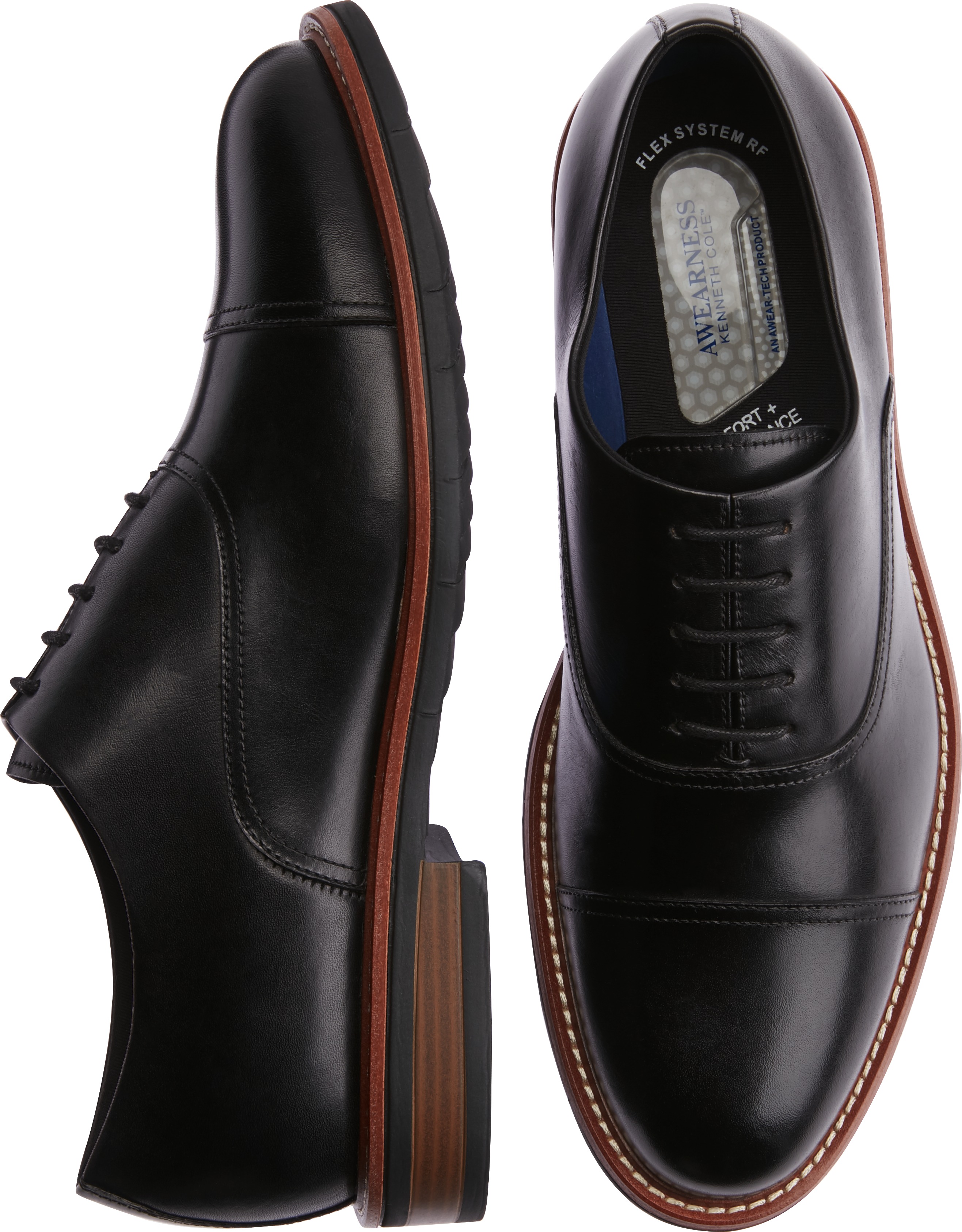 Awearness Kenneth Cole Kite Flex Black Cap Toe Oxfords - Men's Shoes ...