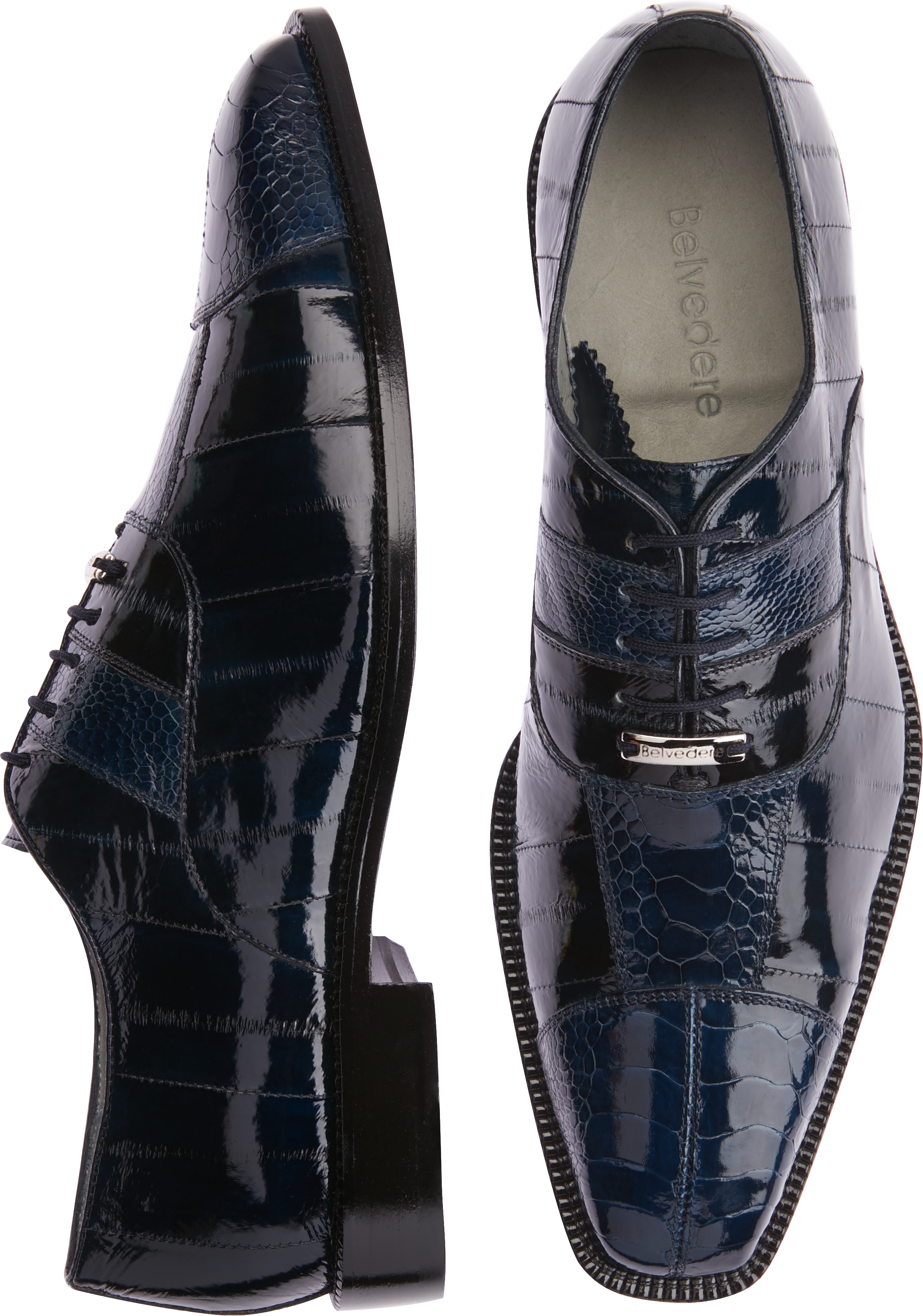 Belvedere Mare Eel & Ostrich Dress Shoes, Navy - Men's Brands | Men's ...