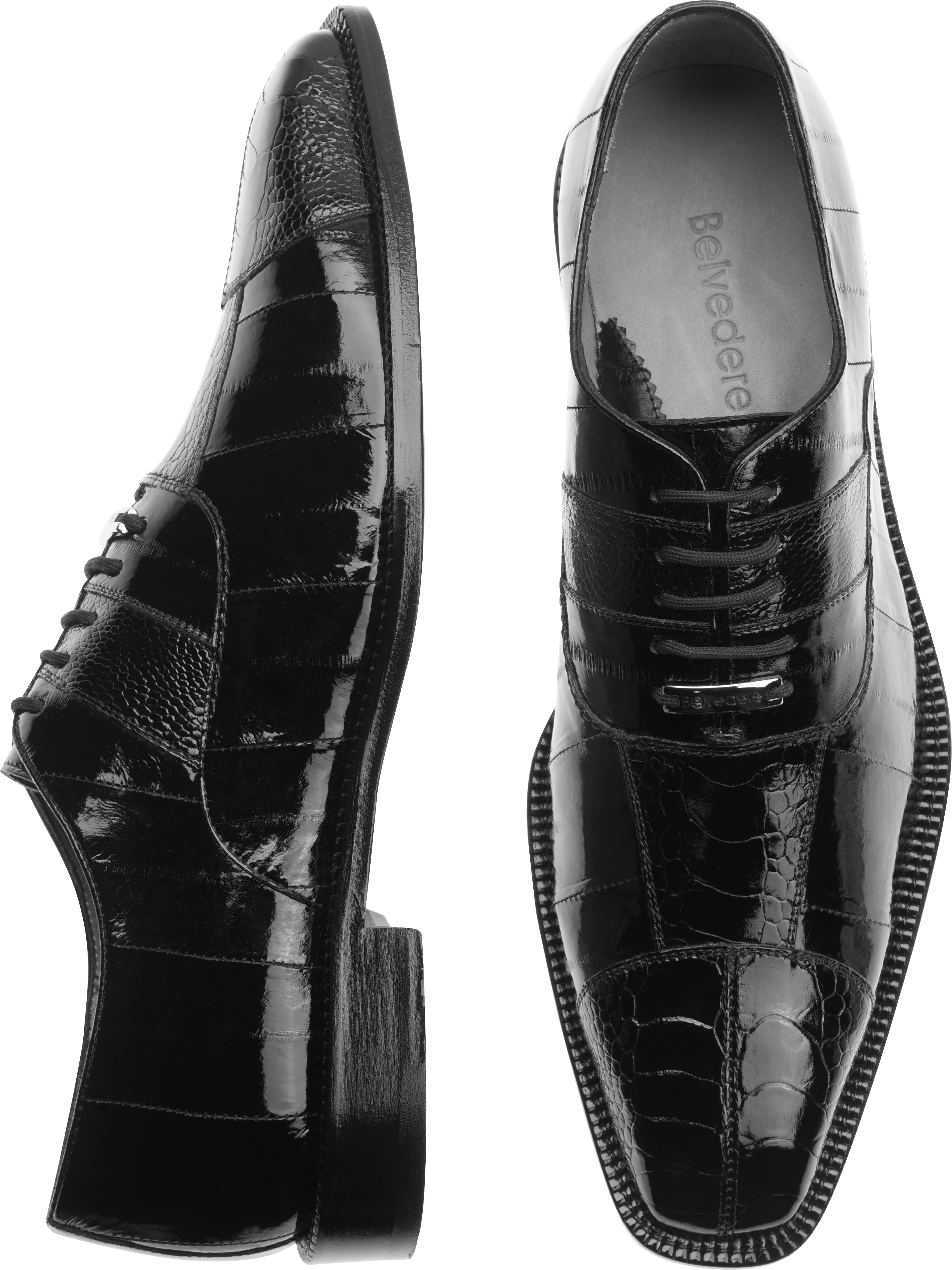 Belvedere Mare Eel & Ostrich Dress Shoes, Black - Men's Sale | Men's ...