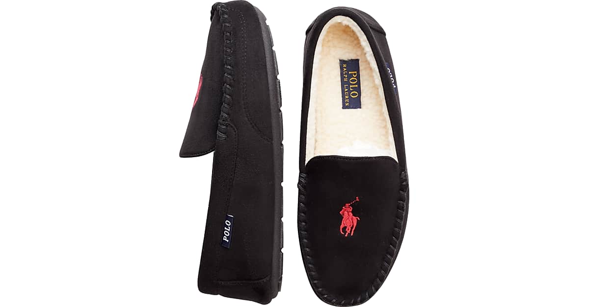 mens black polo slippers
