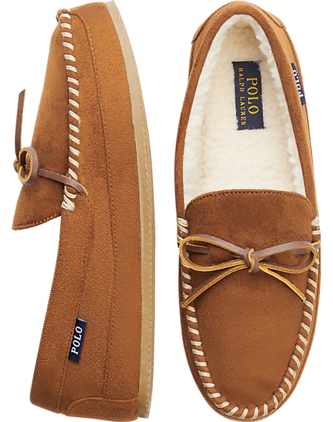 Polo Ralph Lauren Markel Mens Moccasin Slippers (Various Sizes in Tan/Black)