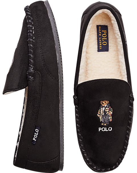 Polo Ralph Lauren Dezi Bear Slippers, Black - Men's Sale | Men's Wearhouse