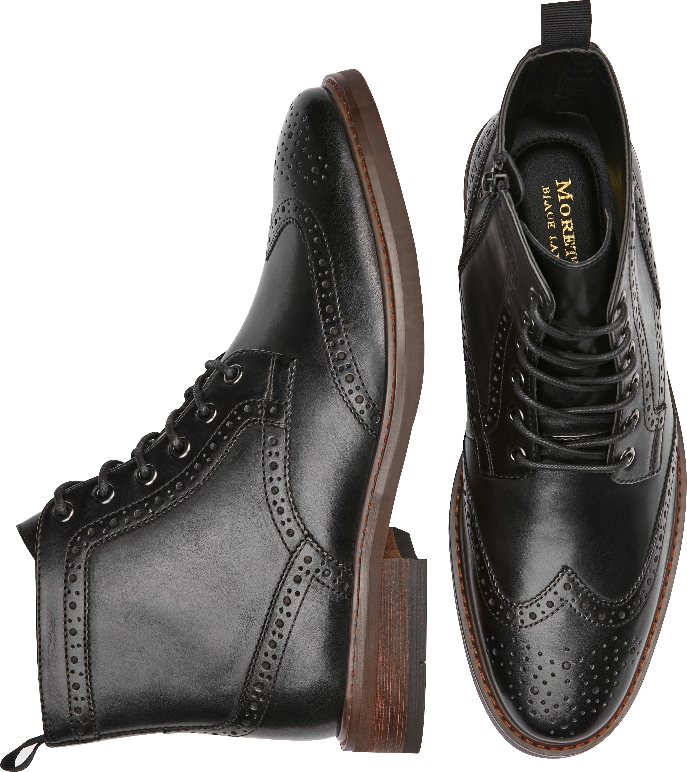 moretti ashland knit wingtip oxford black