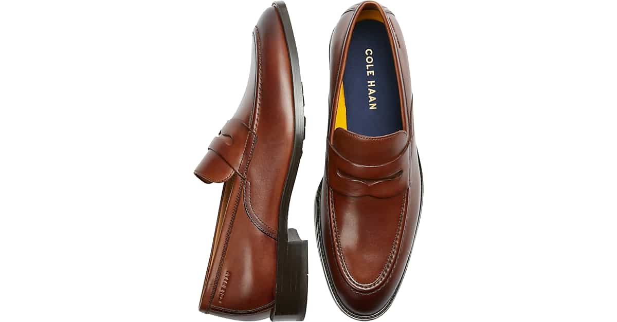 Cole Haan Hawthorne Moc Toe Penny Loafers, Cognac - Men's Shoes | Men's ...