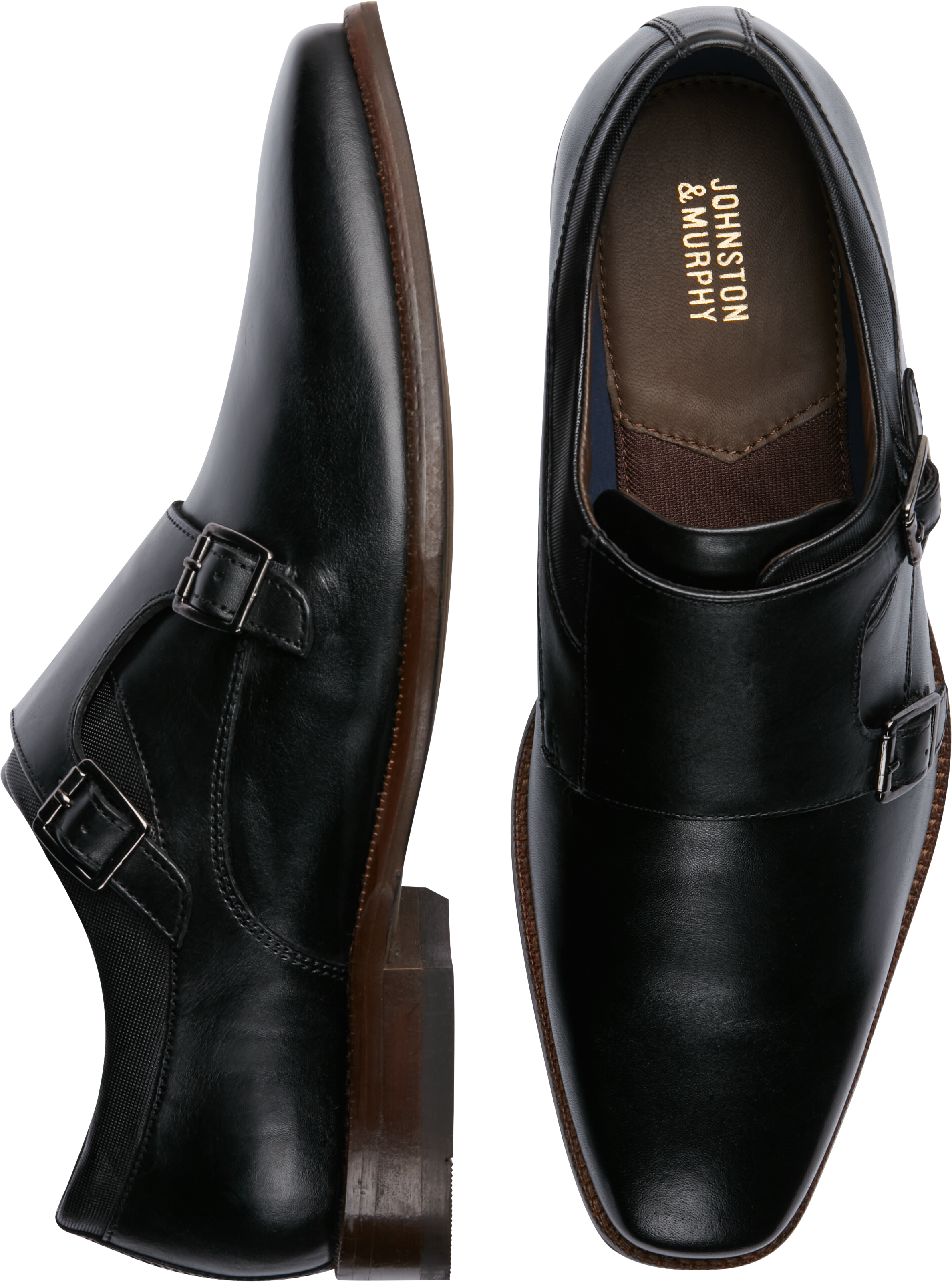 Johnston & Murphy Archer Double Monk Strap Dress Shoes, Black - Men's ...