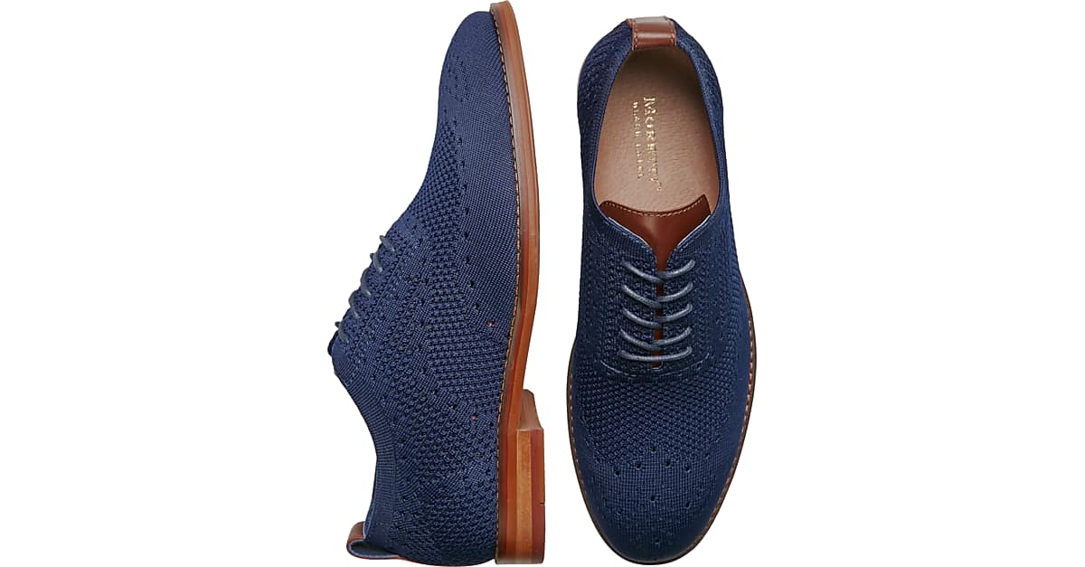 Moretti Ashland Knit Wingtip Oxfords, Navy Men's Shoes Men's Wearhouse