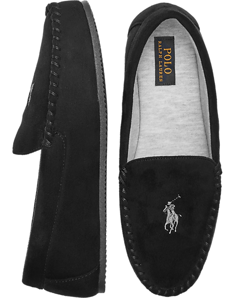 Polo Ralph Lauren Men's Dezi IV Pony Moccasin Slippers (Black)