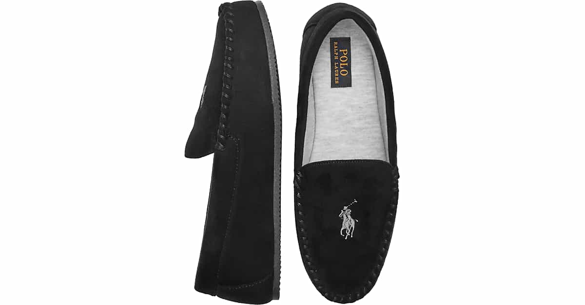 Polo Ralph Lauren Dezi Iv Pony Moccasin Slippers Black Men S Shoes Men S Wearhouse