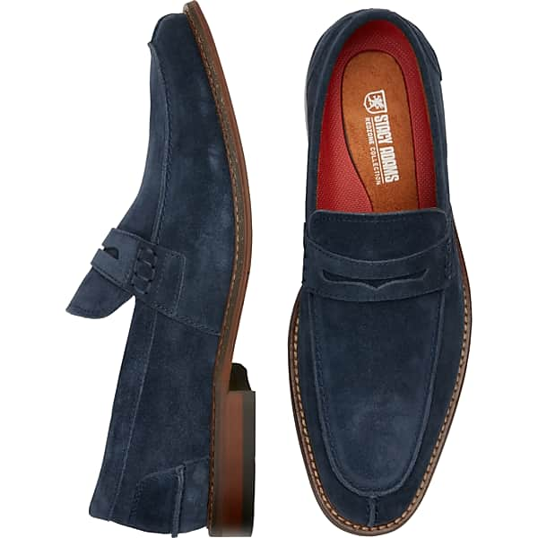 Men’s 80s Shoes, 90s Shoes | Sneakers, Boots, Loafers Stacy Adams Mens Marlowe Suede Penny Loafers Blue - Size 8.5 D-Width $114.99 AT vintagedancer.com