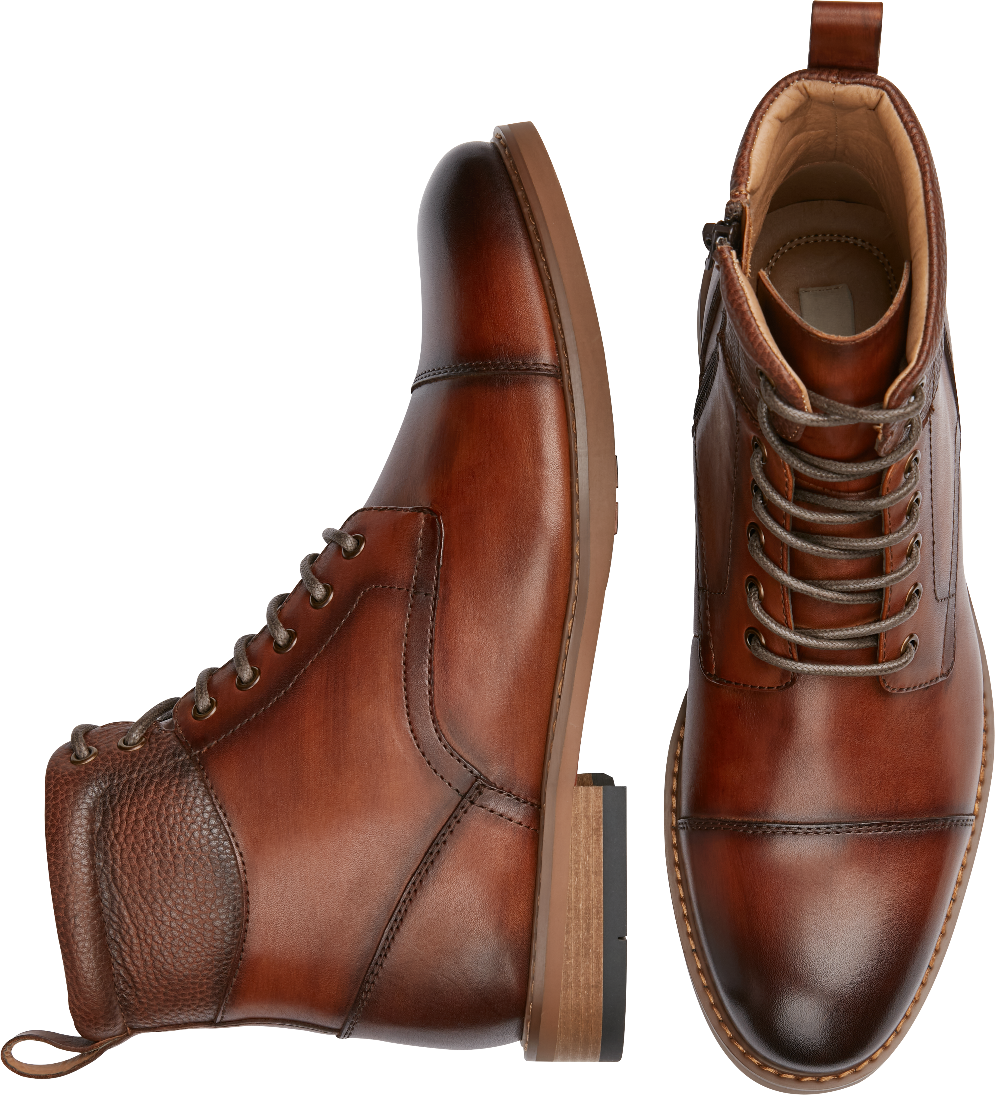 Knikken Contract zuurgraad Joseph Abboud Cap Toe Inside Zipper Ankle Boots, Cognac - Men's Shoes |  Men's Wearhouse